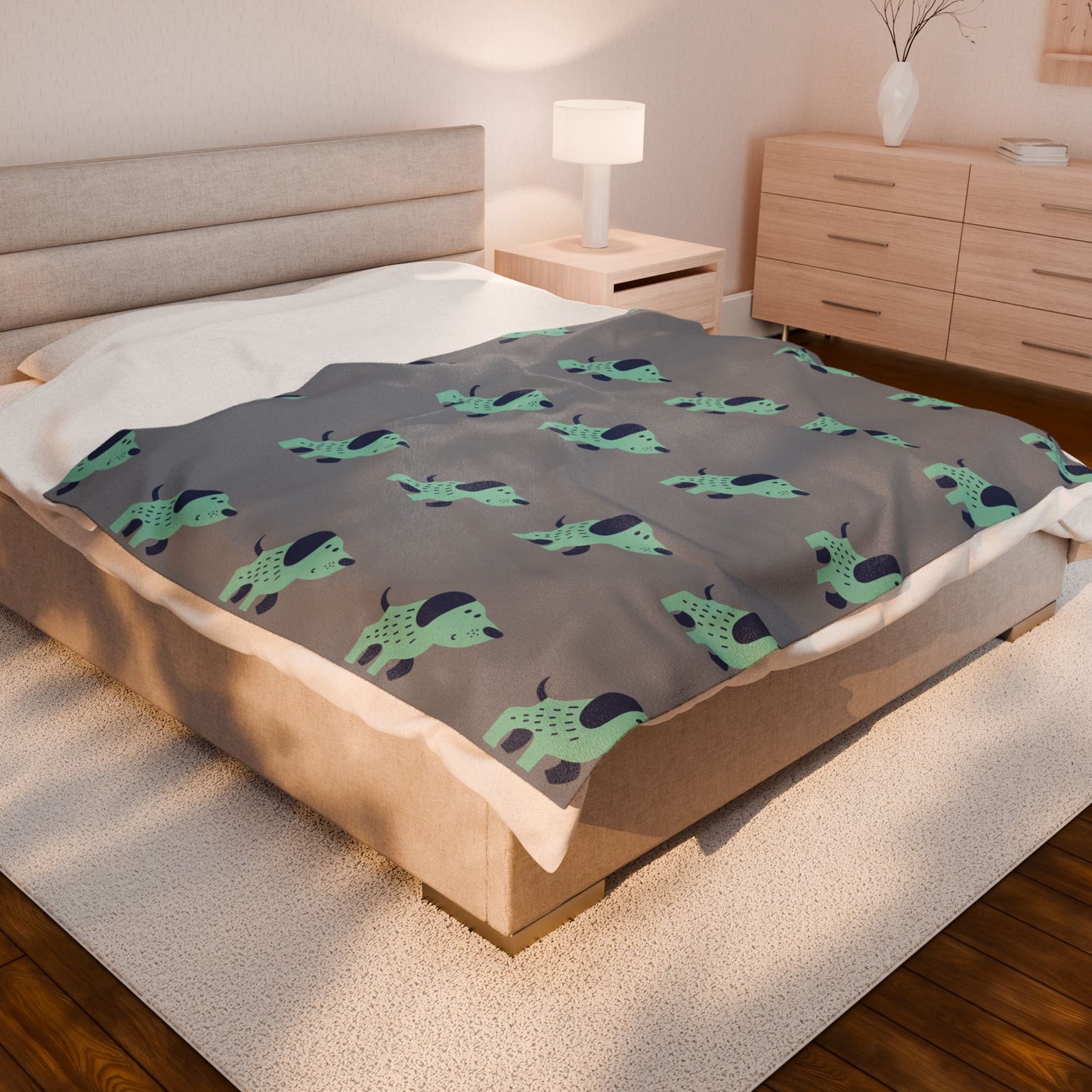 Dog Lover Throw Blanket – Cozy Plush Velveteen Blanket with Cute Puppy Pattern | 3 Sizes
