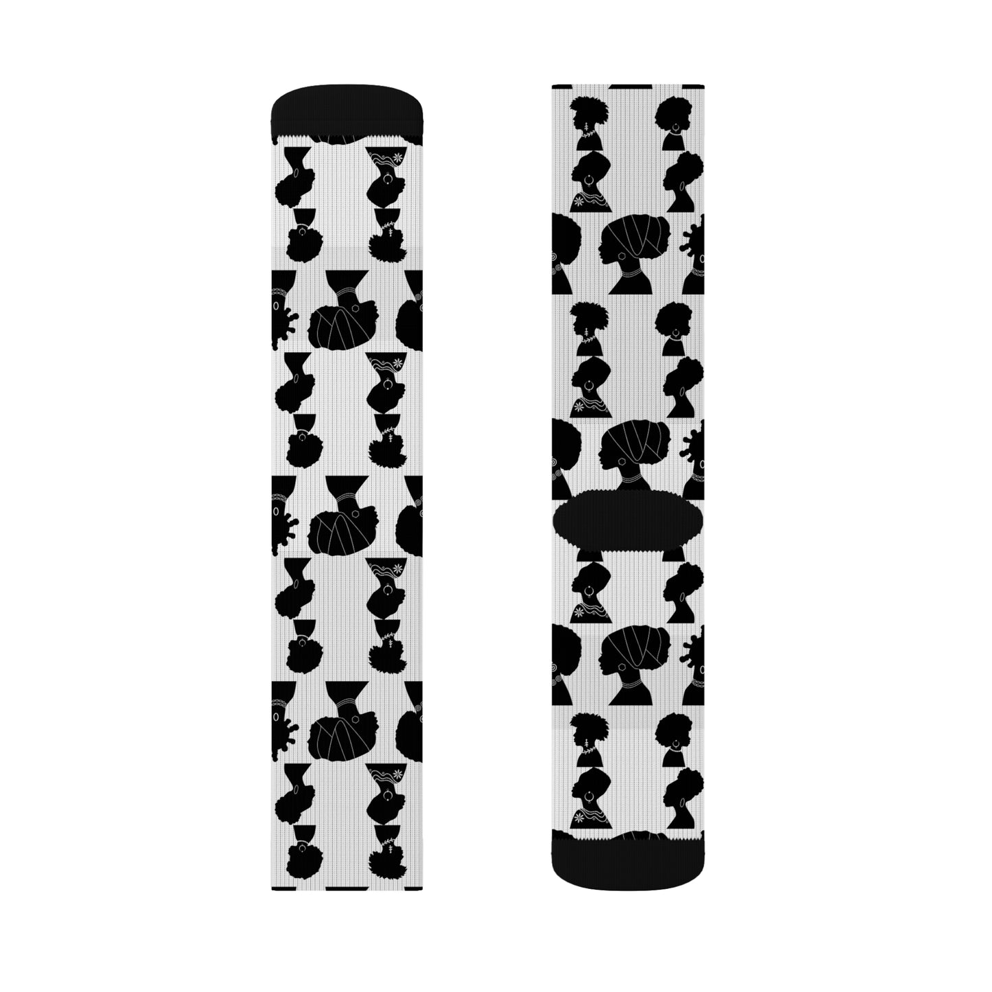 Black History Month Socks | Afro Silhouette Crew Socks | Unisex Fashion Socks | Cultural Gift for Black-Owned Business Supporters