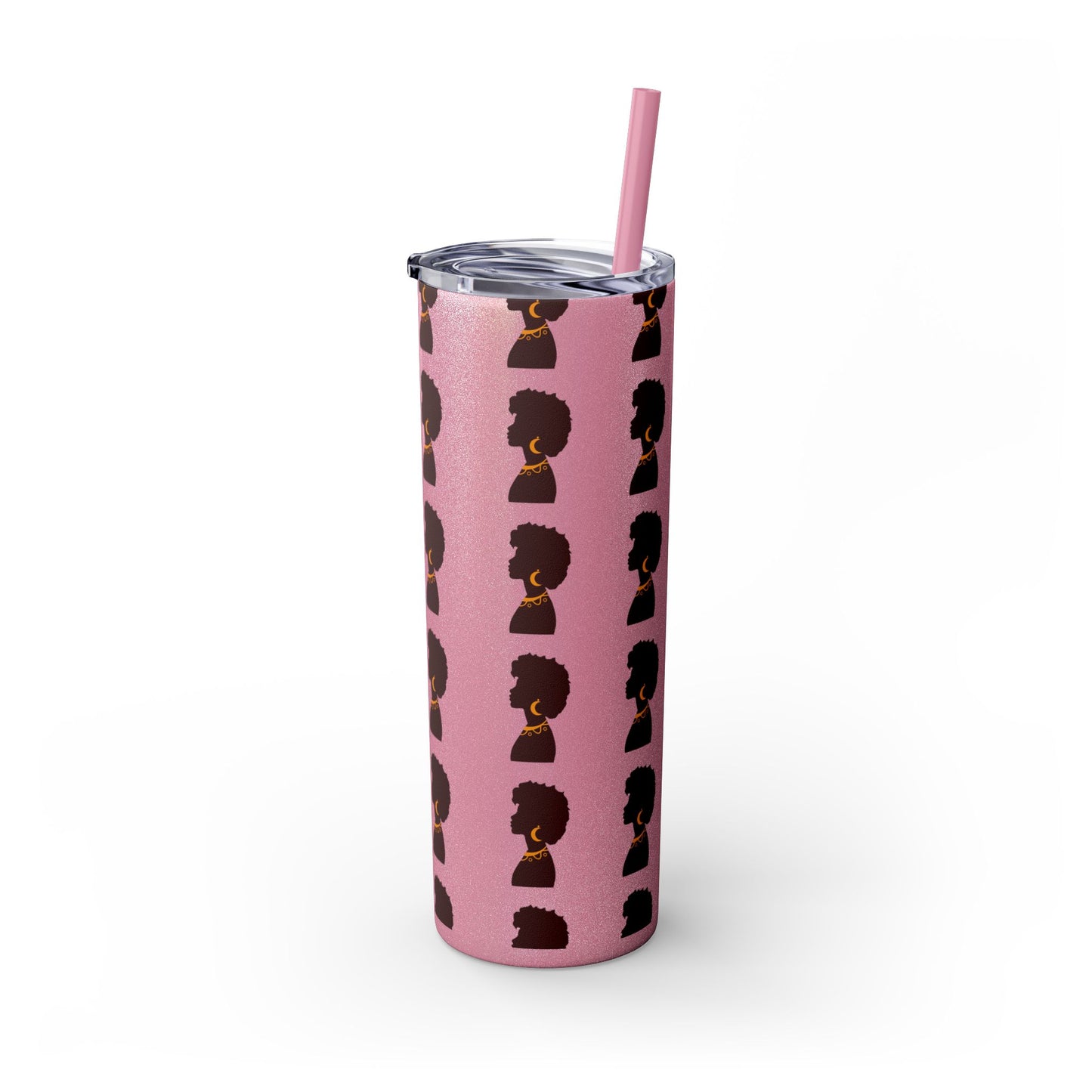 Afrocentric 20oz Skinny Tumbler | Stainless Steel Insulated Tumbler with Straw | Keeps Drinks Hot 12h & Cold 24h