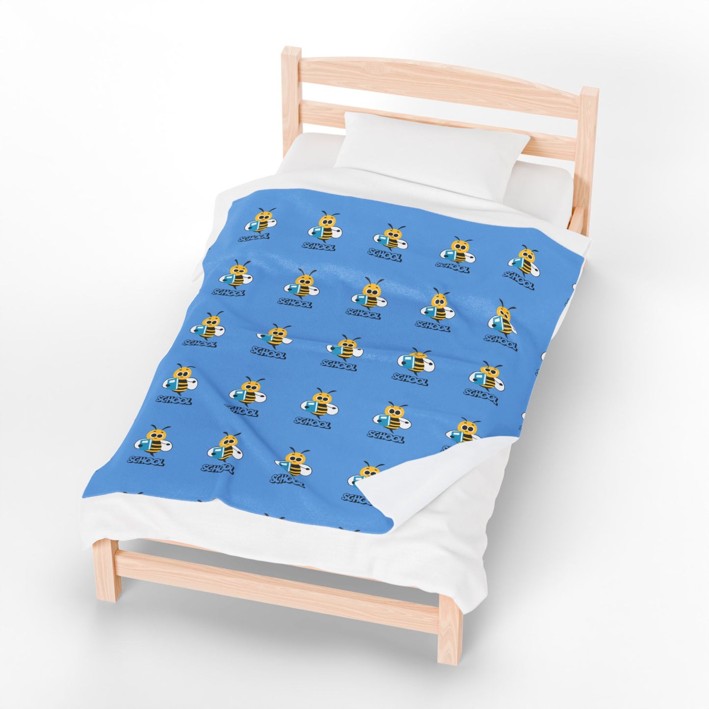Back-to-School Bee Velveteen Blanket – Cozy Kids' Throw for Dorms, Bedrooms & Study Nooks
