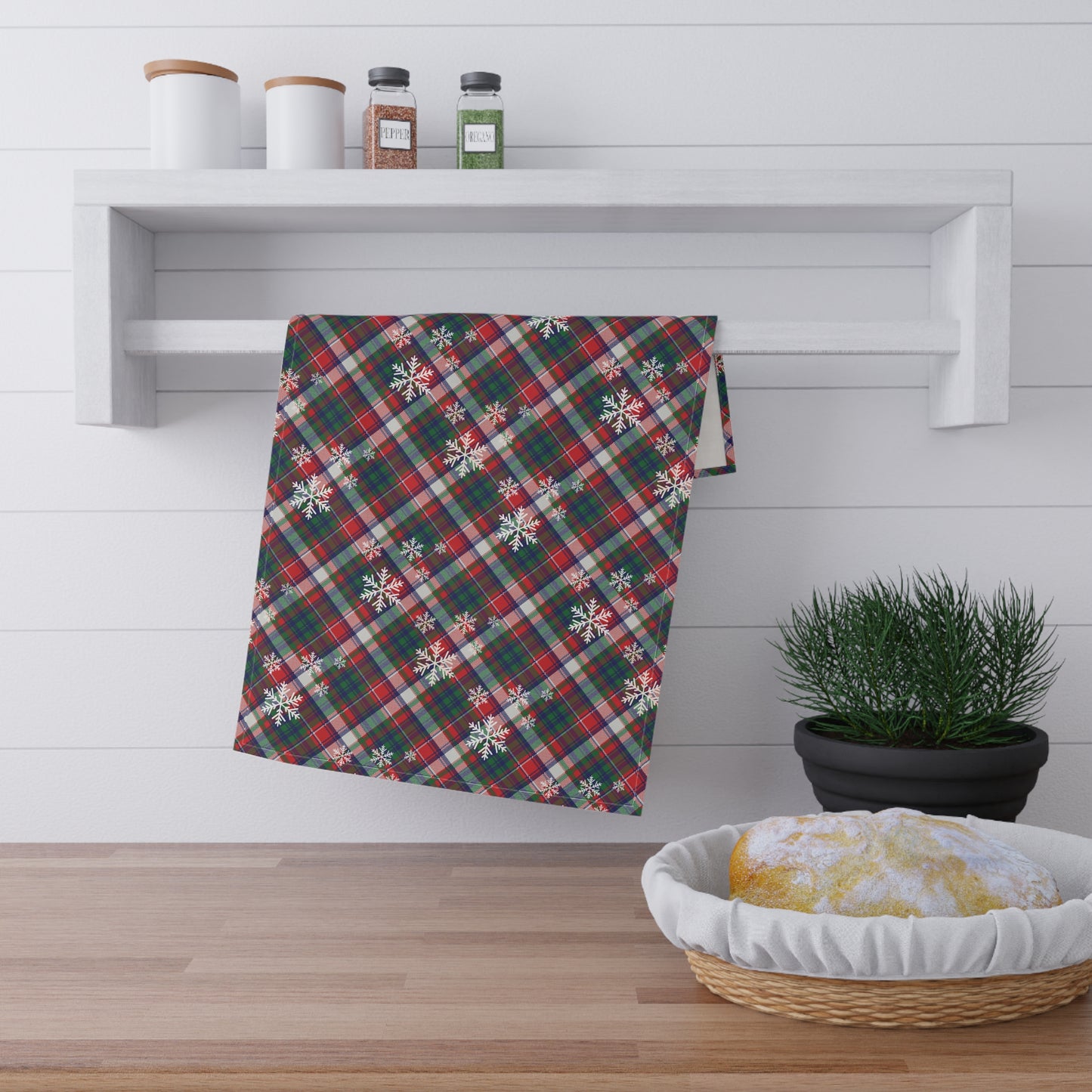 Festive Plaid Christmas Kitchen Towel | Holiday Kitchen Decor