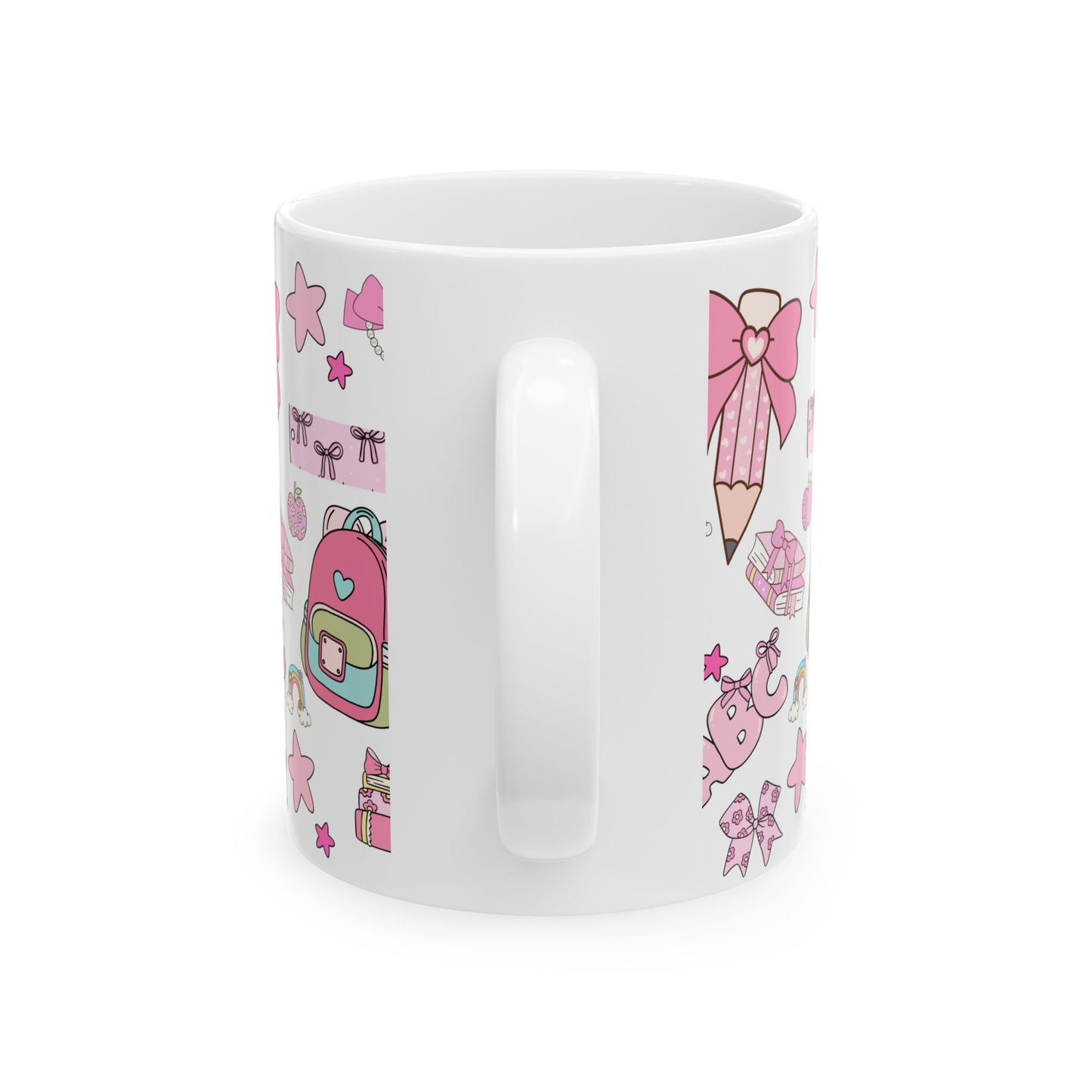 Kawaii Back-to-School Mug | Cute Pink Ceramic Coffee Cup in 11oz & 15oz | Matching School Set Gift
