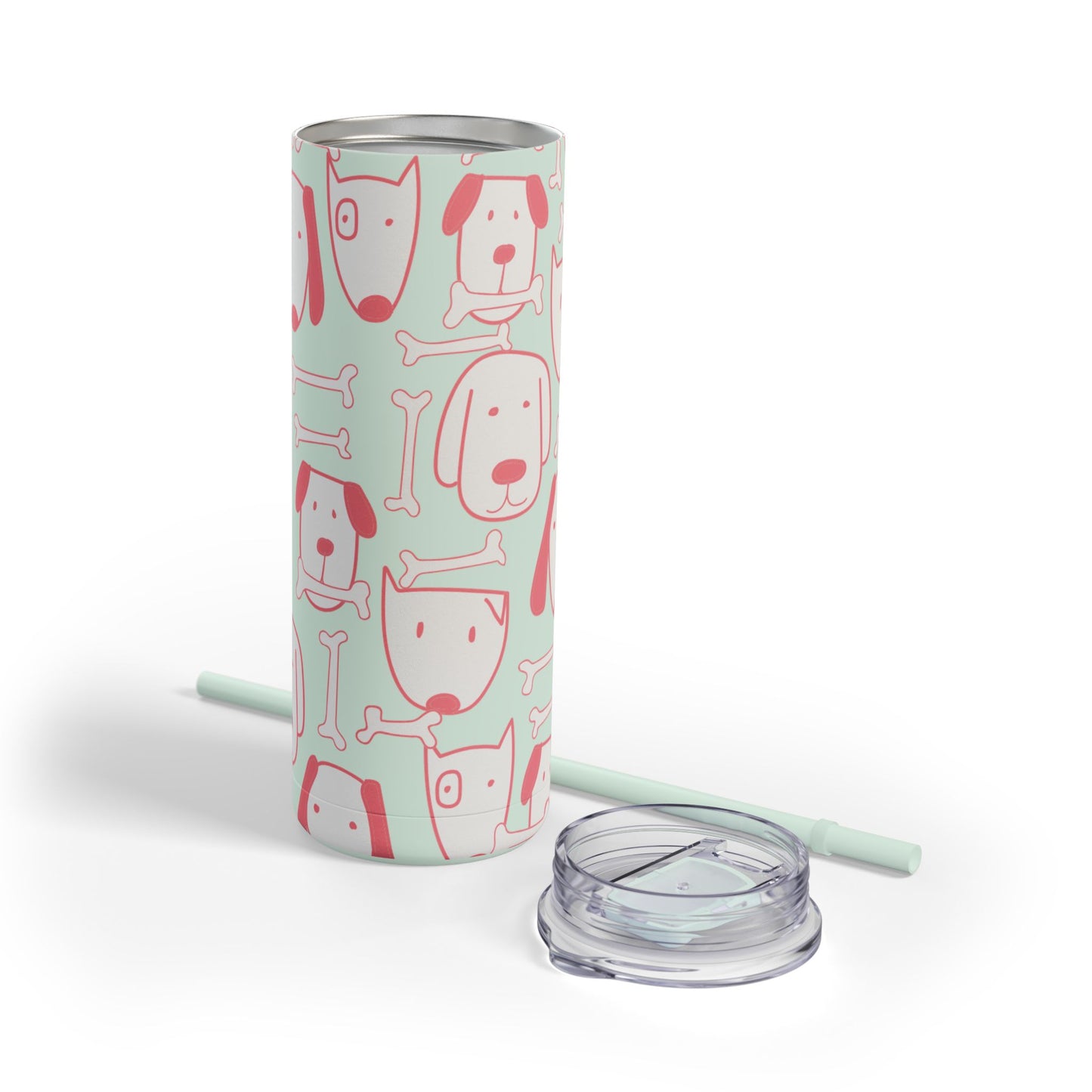 Dog Mom 20oz Skinny Tumbler – Pink Dog Print, Double-Wall Stainless Steel