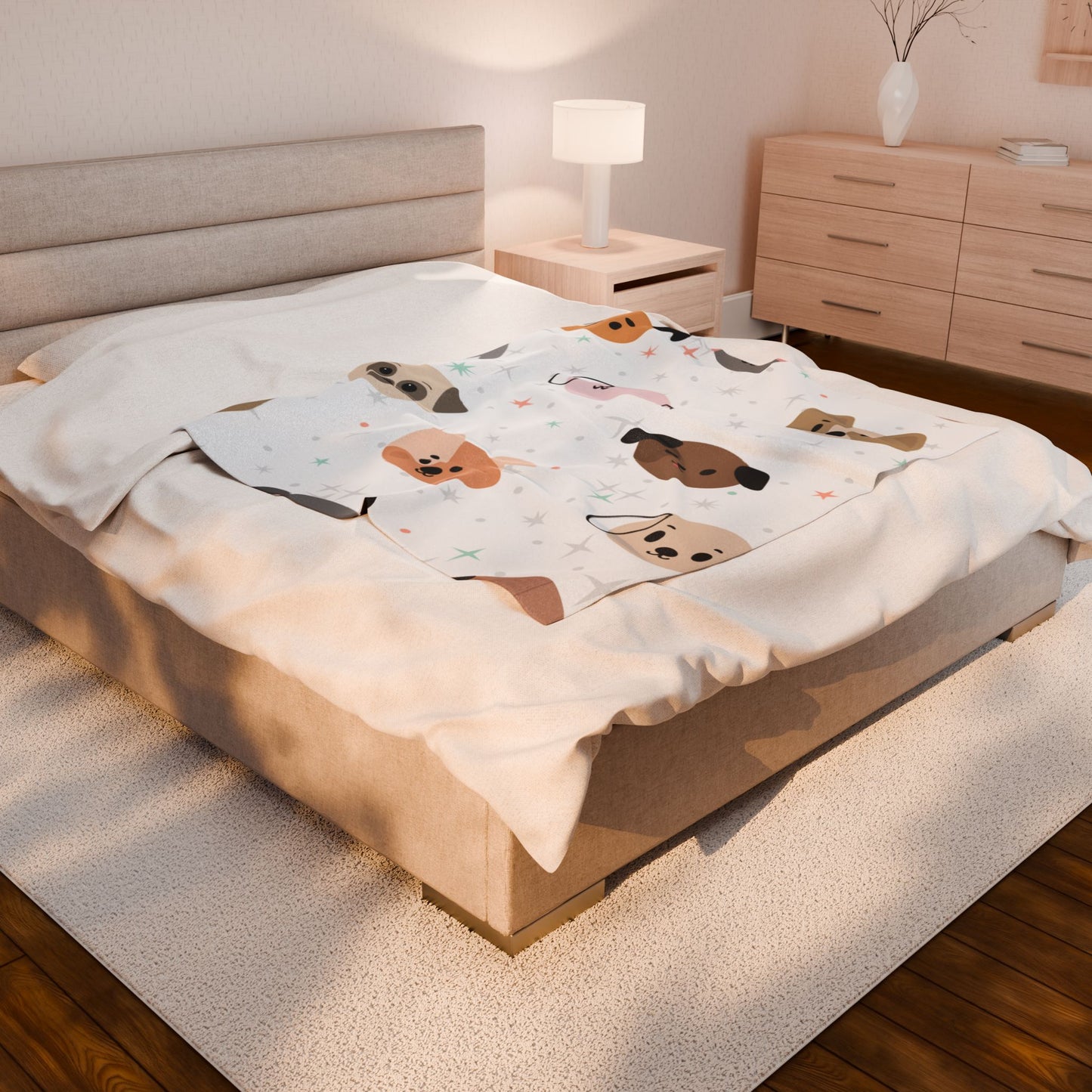 Cozy Dog Face Plush Blanket – National Dog Day Gift for Dog Lovers | Available in 3 Sizes
