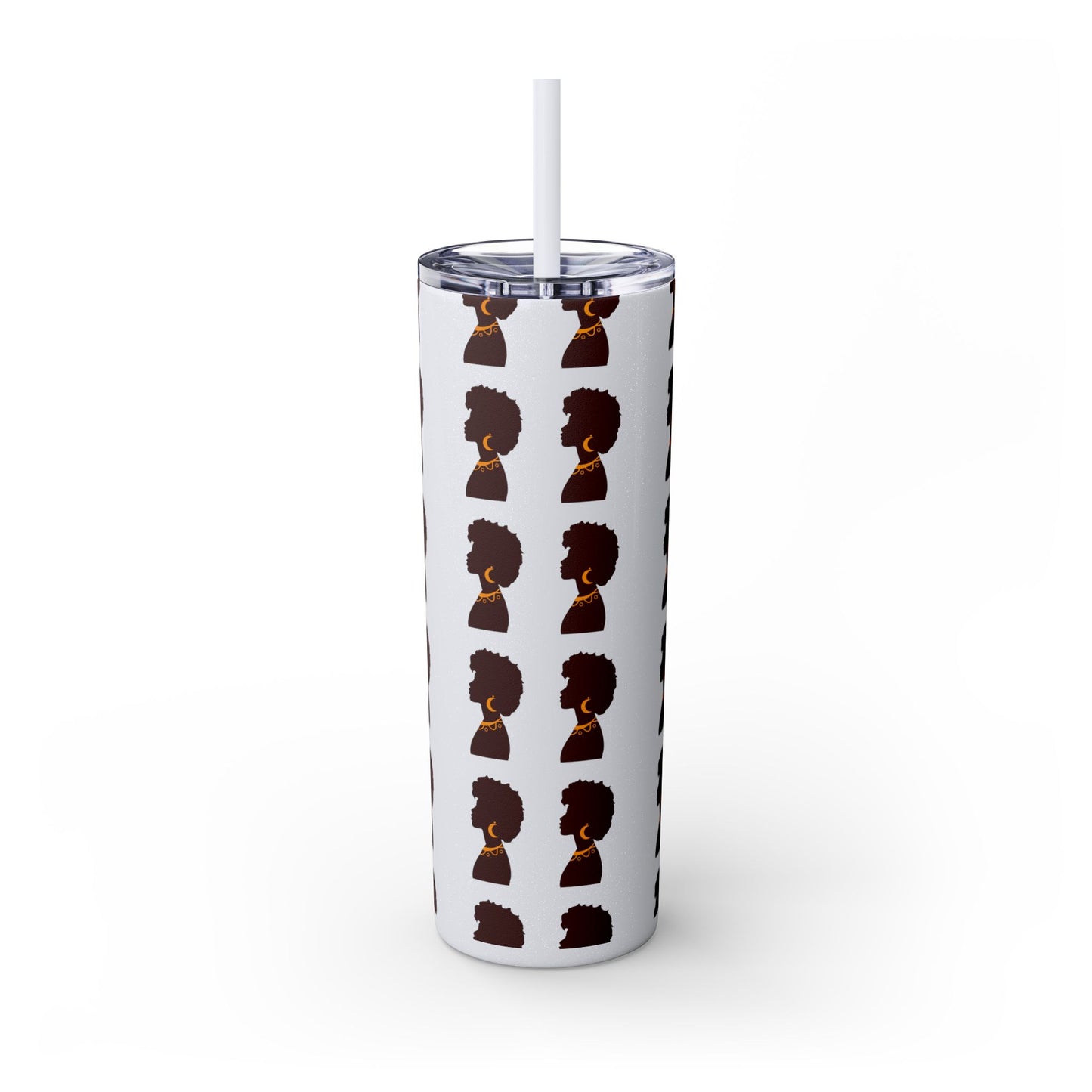 Afrocentric 20oz Skinny Tumbler | Stainless Steel Insulated Tumbler with Straw | Keeps Drinks Hot 12h & Cold 24h
