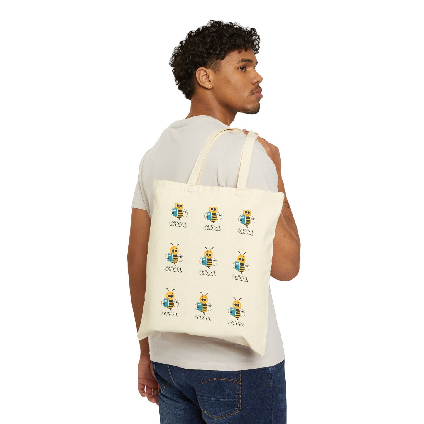 Bee School Canvas Tote Bag – Cute Back-to-School Bag for Millennial Moms & Kids