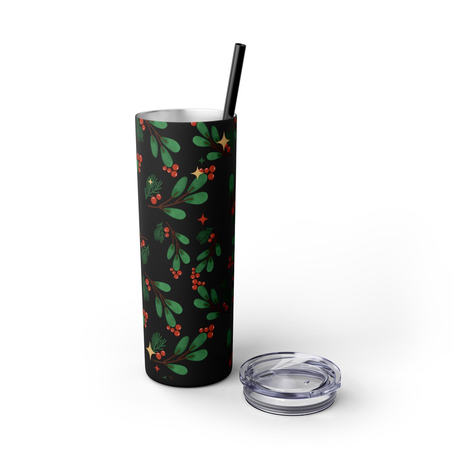Holiday Berry Skinny Tumbler 20oz | Festive Insulated Drinkware