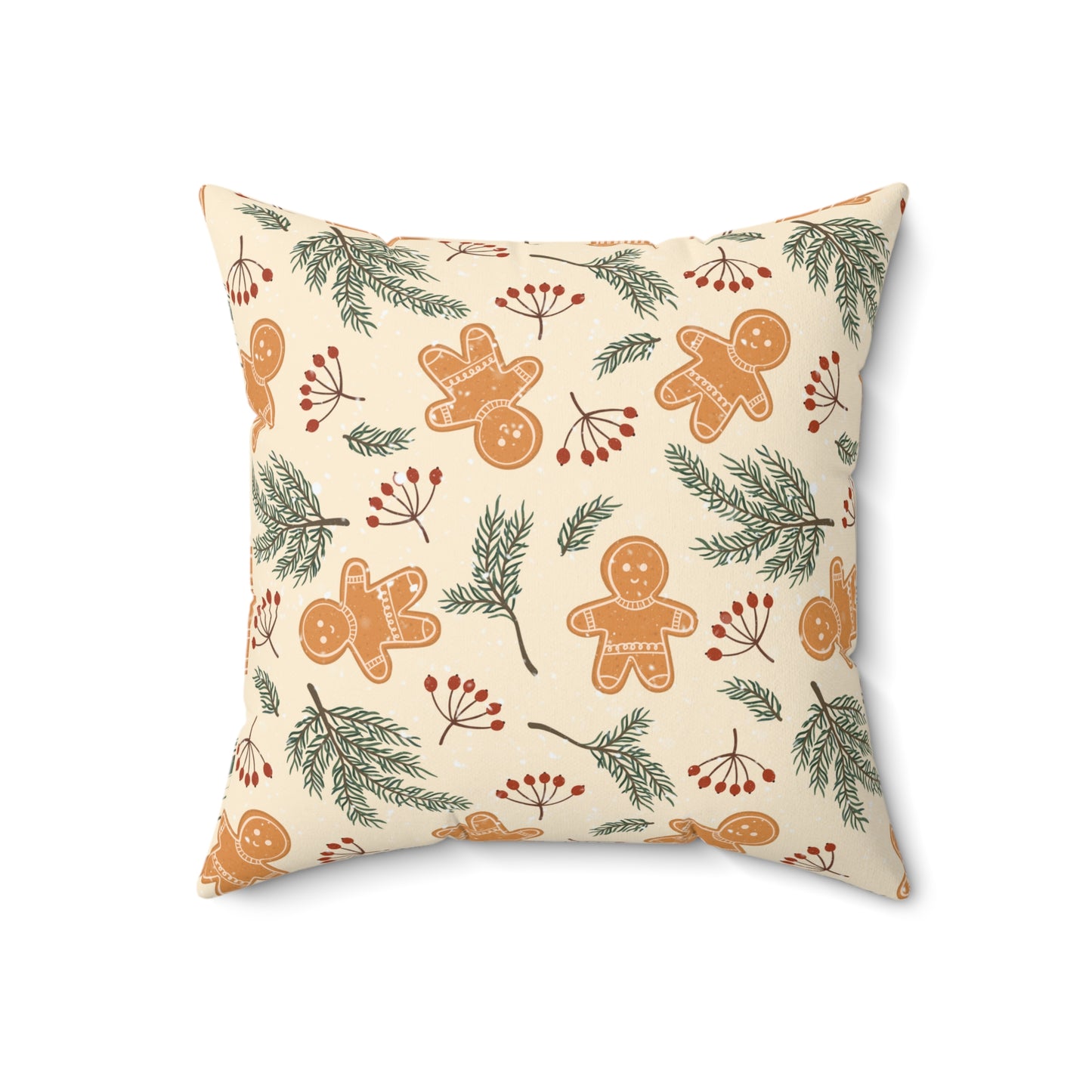 Holiday Gingerbread Throw Pillow - Christmas Accent Cushion - Cozy Festive Winter Decor