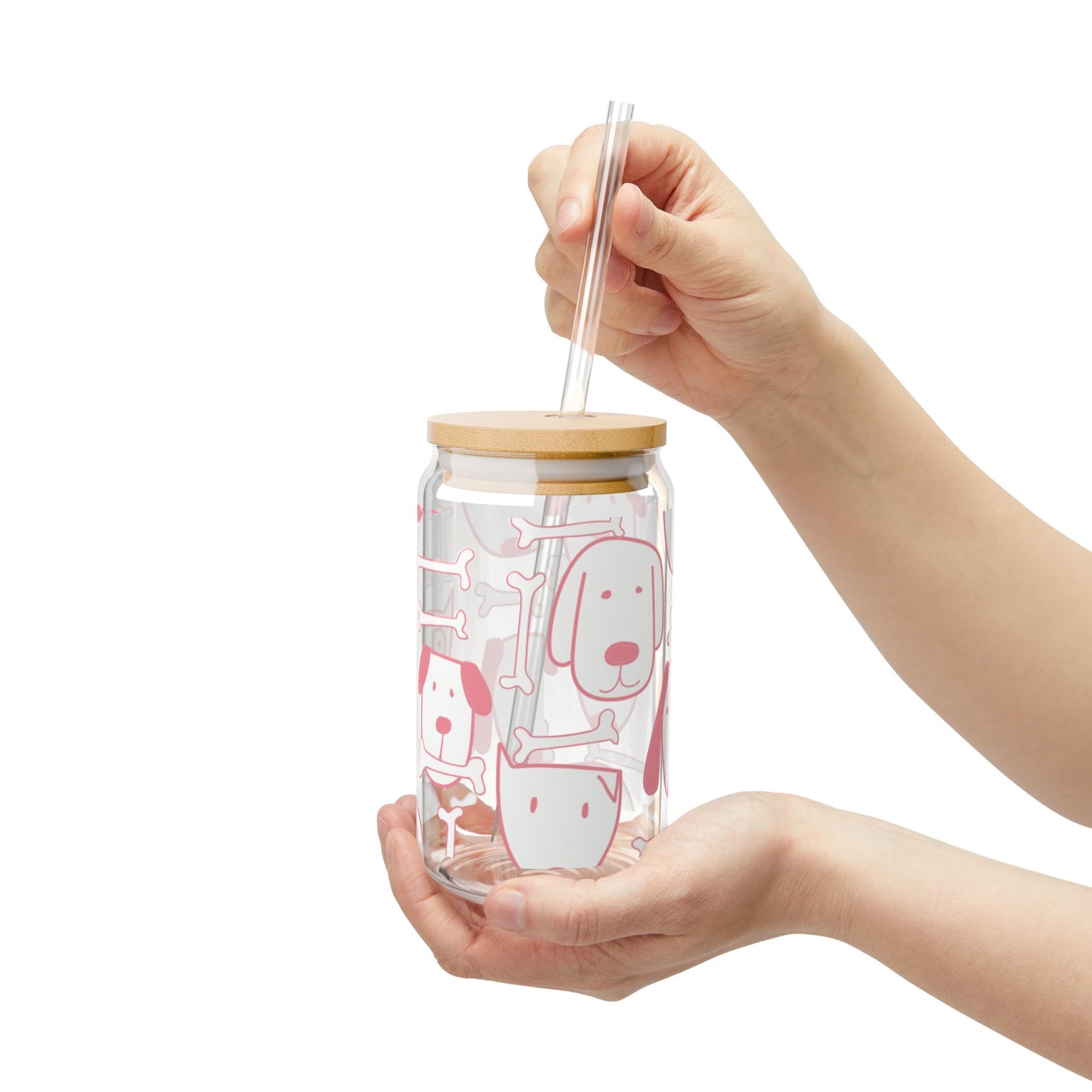 Dog Lover 16oz Glass Cup with Lid & Straw – Cute BPA-Free Sipper for Pet Moms & Pup Fans
