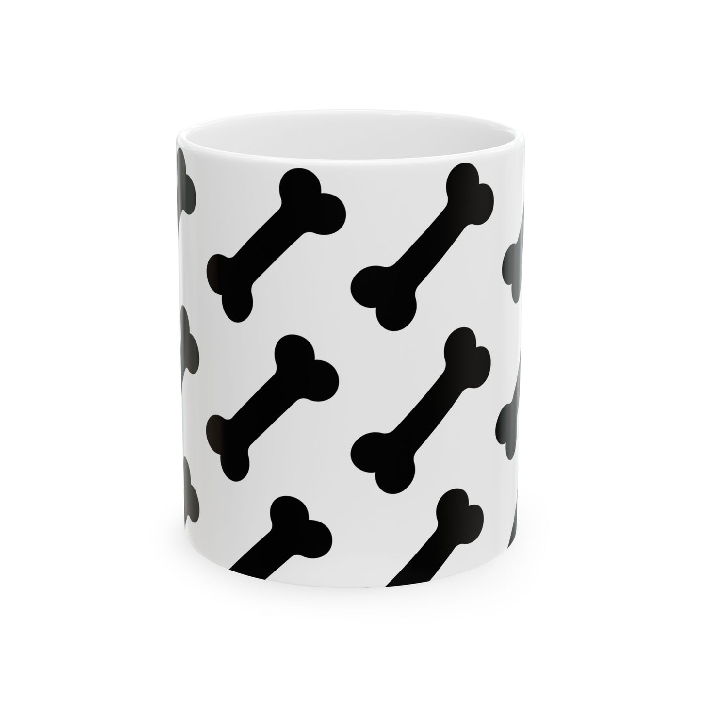 Dog Mom Coffee Mug – Bone Pattern Ceramic Mug, Pet Lover Gift, 11oz & 15oz, National Dog Day Coffee Cup, Dog Themed Mug for Women