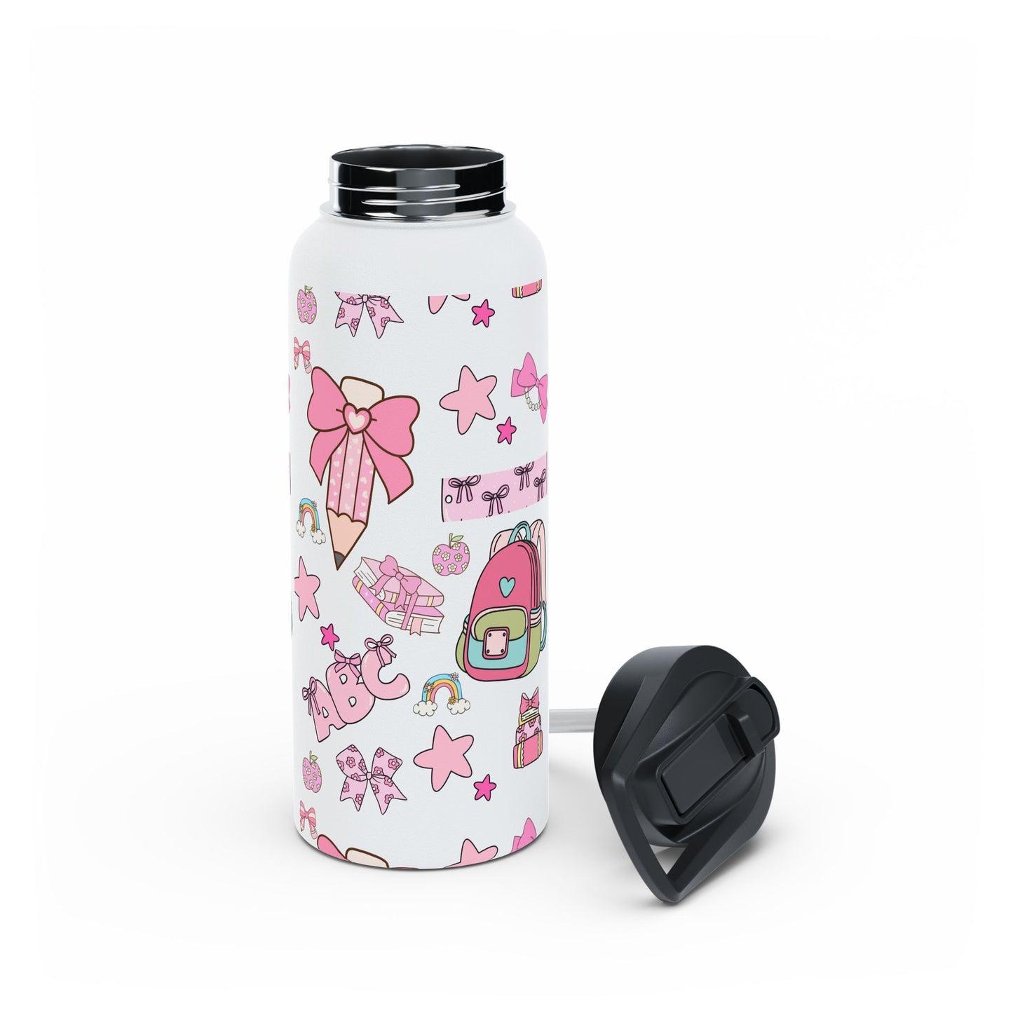Kawaii Back-to-School Stainless Steel Water Bottle – Keeps Drinks Hot 12hrs, Cold 24hrs