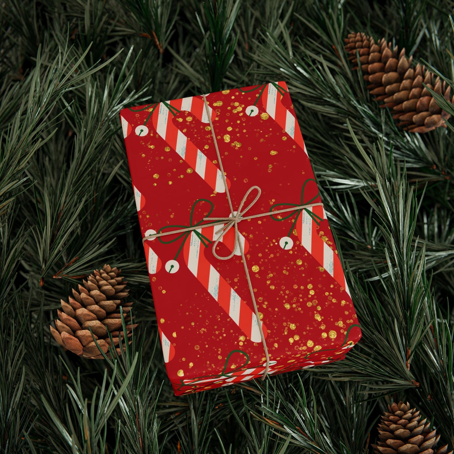 Candy Cane Christmas Wrapping Paper : Festive Holiday Gift Wrap with Red and White Candy Canes, Perfect for Holiday Gifts