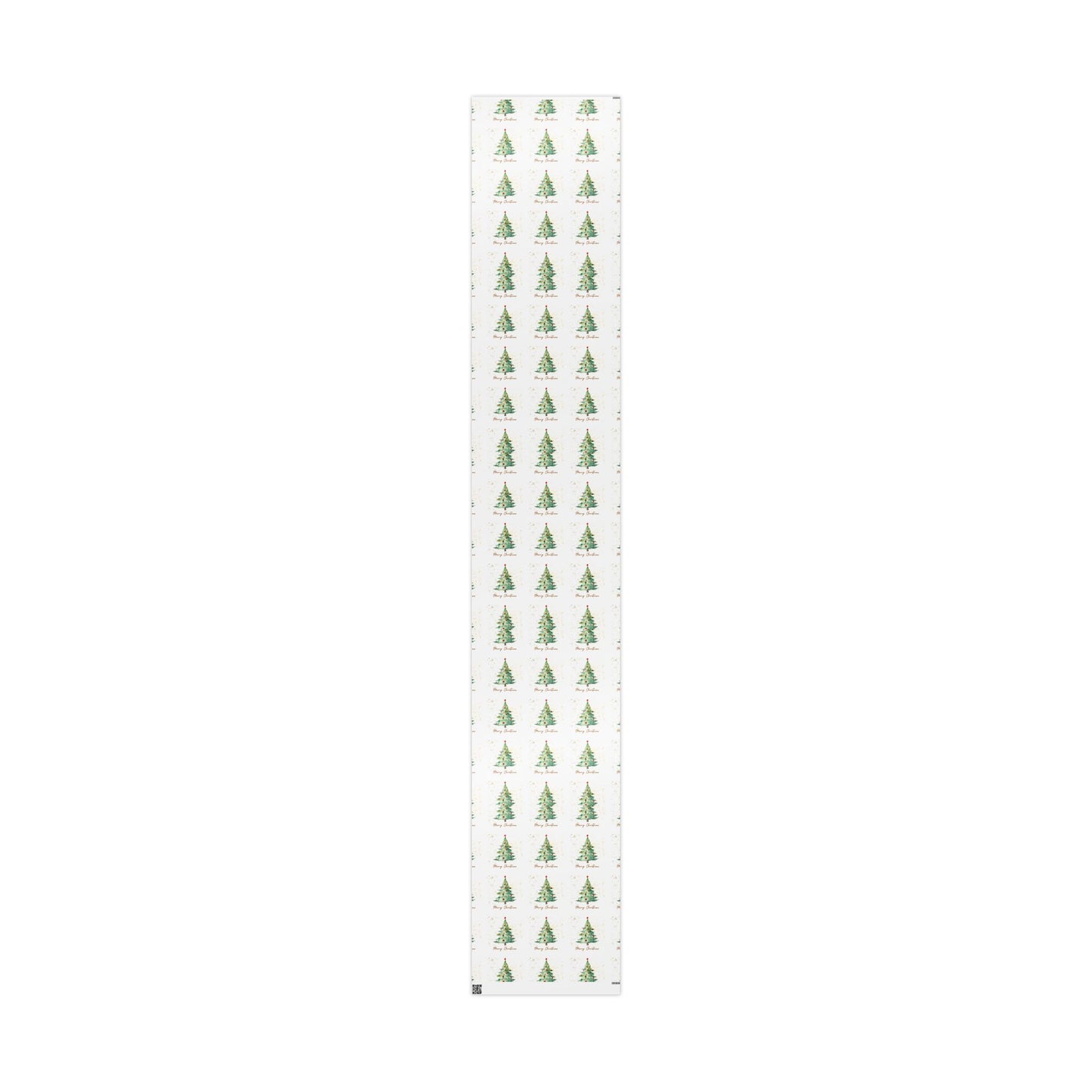 Glossy Merry Christmas Wrapping Paper with Watercolor Tree Design - Elegant Holiday Gift Wrap with Gold Accents