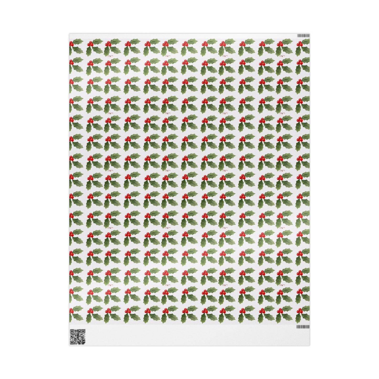 Holly Berry Christmas Wrapping Paper : Elegant Holiday Gift Wrap with Festive Green & Red Design, Perfect for Christmas Gifts