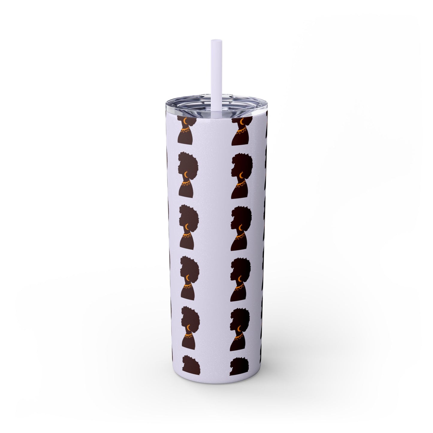 Afrocentric 20oz Skinny Tumbler | Stainless Steel Insulated Tumbler with Straw | Keeps Drinks Hot 12h & Cold 24h