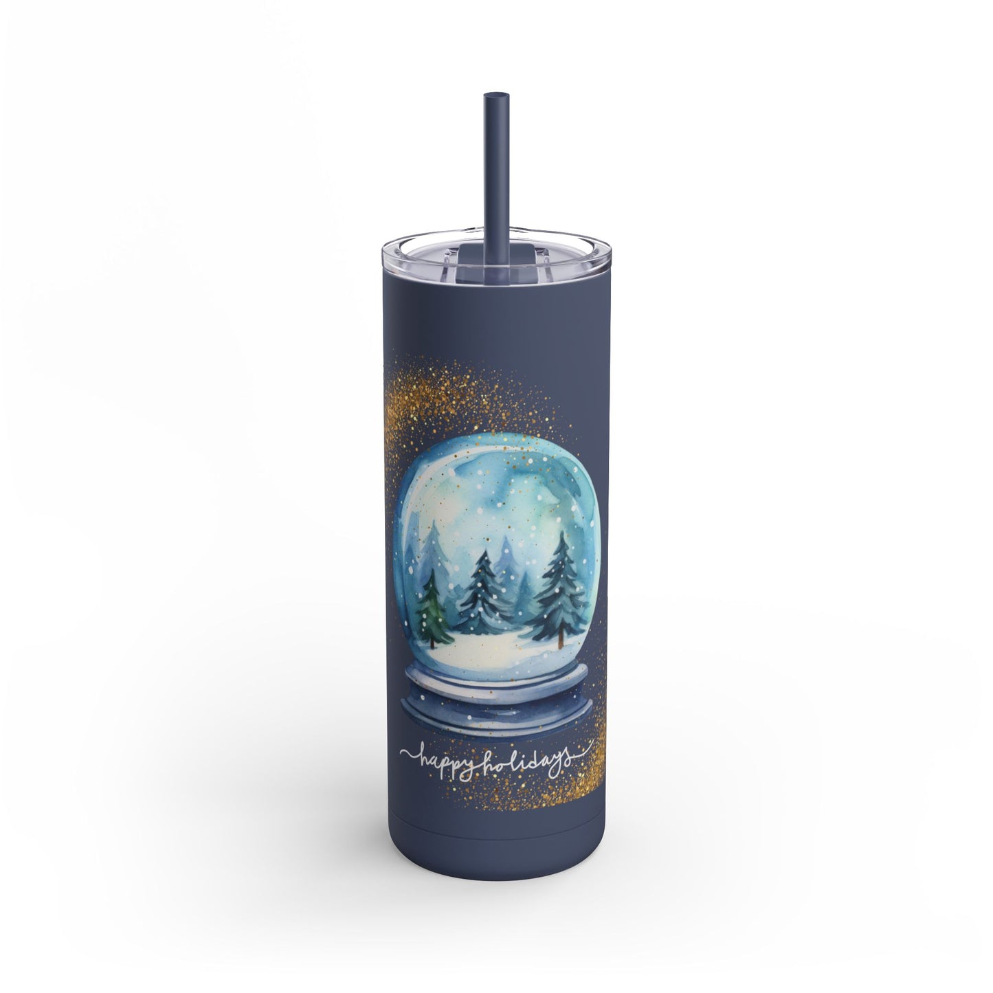 Holiday Snow Globe Tumbler 20oz | Festive Glitter Drinkware