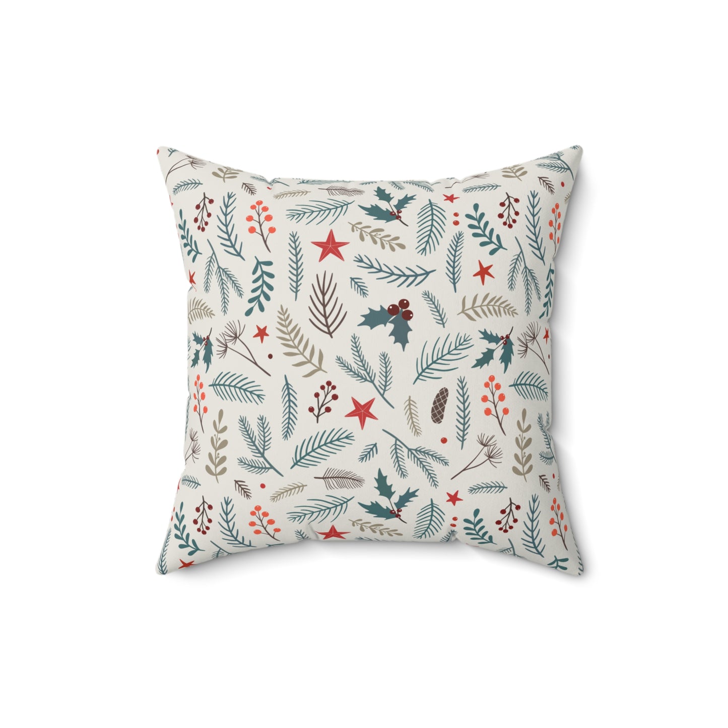 Festive Botanical Christmas Throw Pillow | Elegant Holiday Home Decor