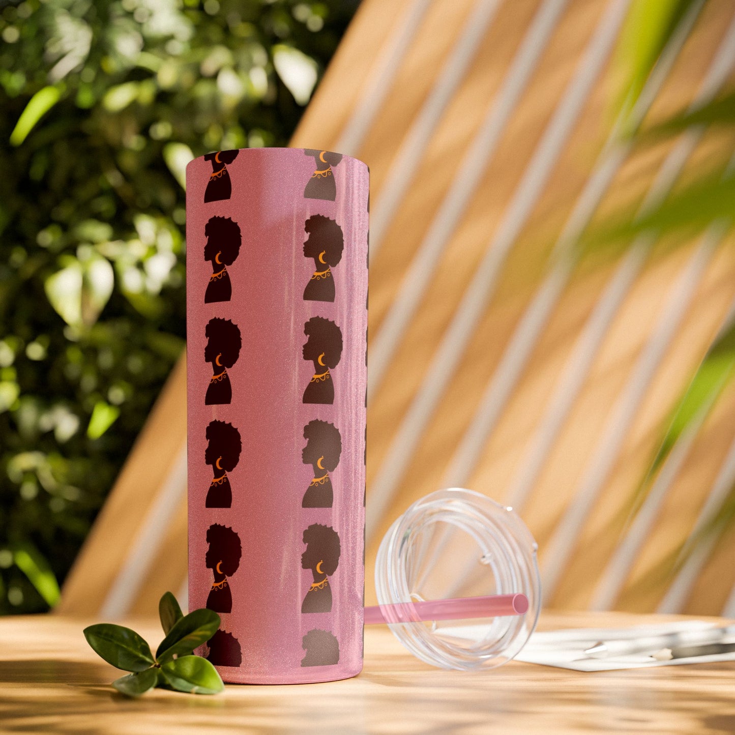Afrocentric 20oz Skinny Tumbler | Stainless Steel Insulated Tumbler with Straw | Keeps Drinks Hot 12h & Cold 24h
