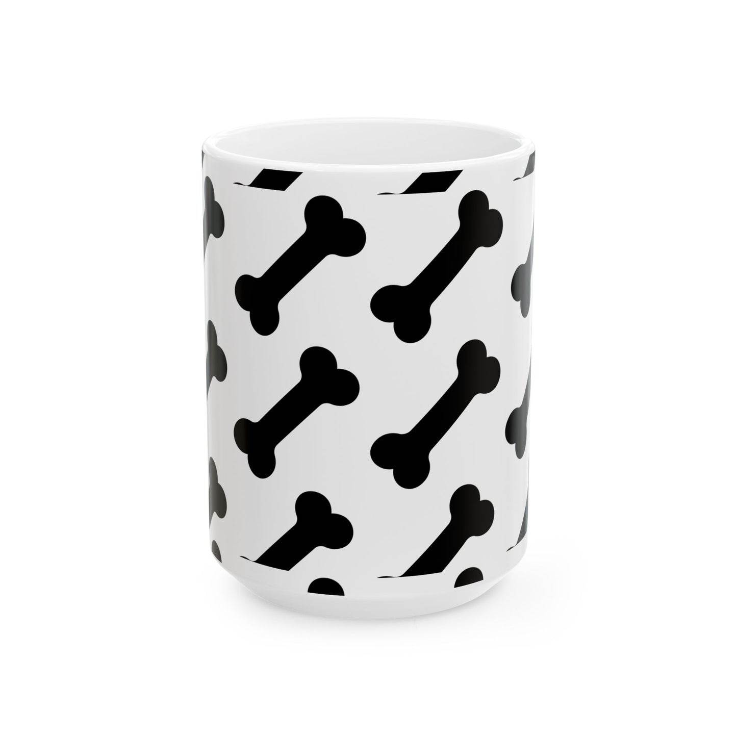 Dog Mom Coffee Mug – Bone Pattern Ceramic Mug, Pet Lover Gift, 11oz & 15oz, National Dog Day Coffee Cup, Dog Themed Mug for Women