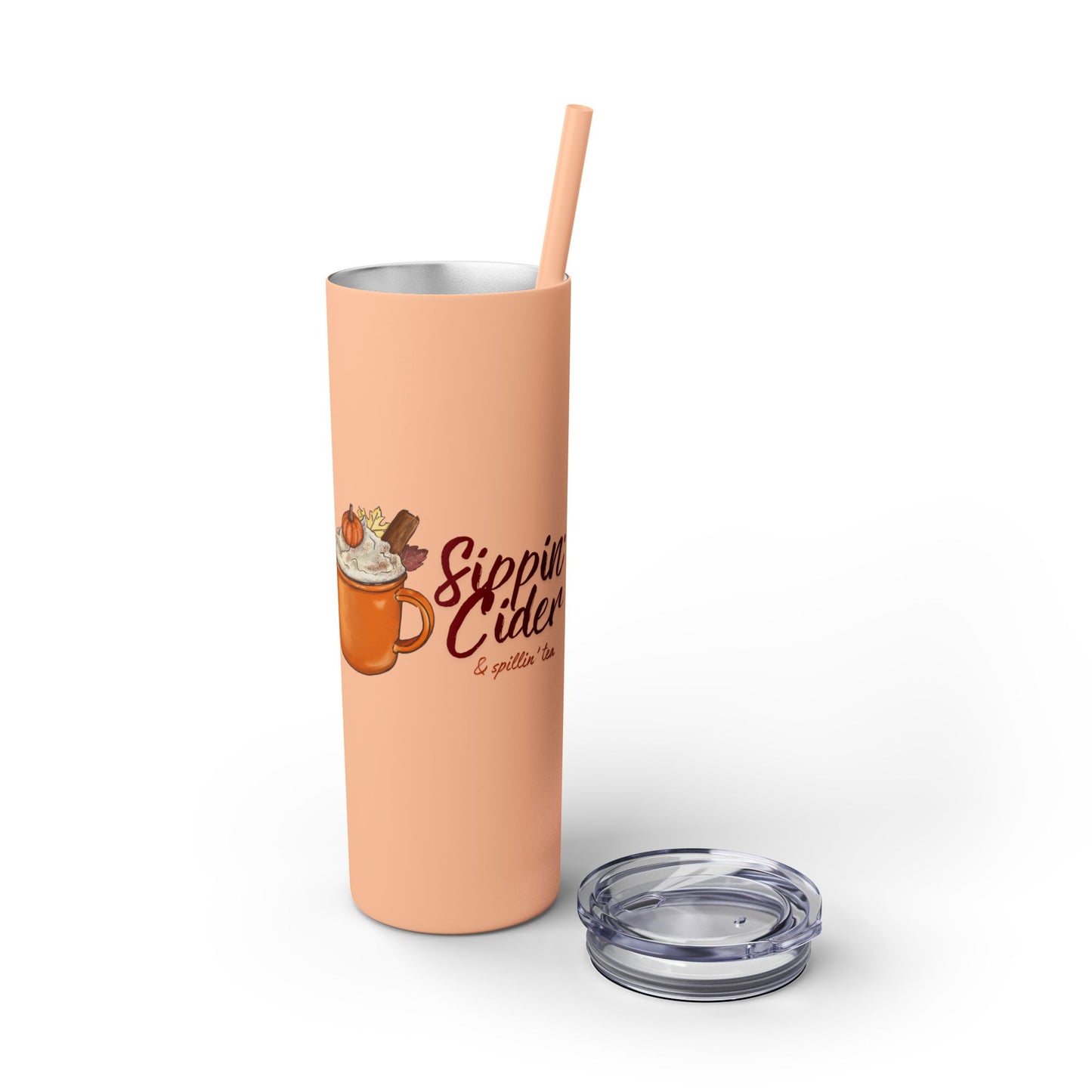 Sippin’ Cider & Spill'in Tea Insulated Tumbler - Perfect for Fall Drinks, Hot & Cold Beverage Companion - 20oz BPA-Free Stainless Steel Travel Mug