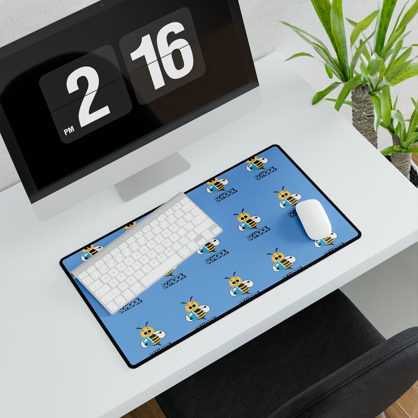Bee Smart Desk Mat – Back to School Blue Bee Design | Anti-Slip, Durable, Fun Workspace Accessory