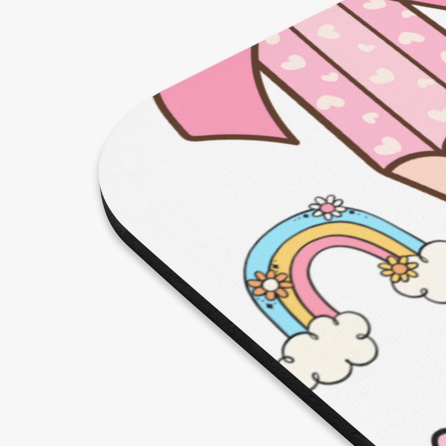 Cute Back to School Mouse Pad – Pink Backpack & School Supplies Desk Mat for Girls | ABC Rainbow Aesthetic | Perfect for Students, Teachers & Moms