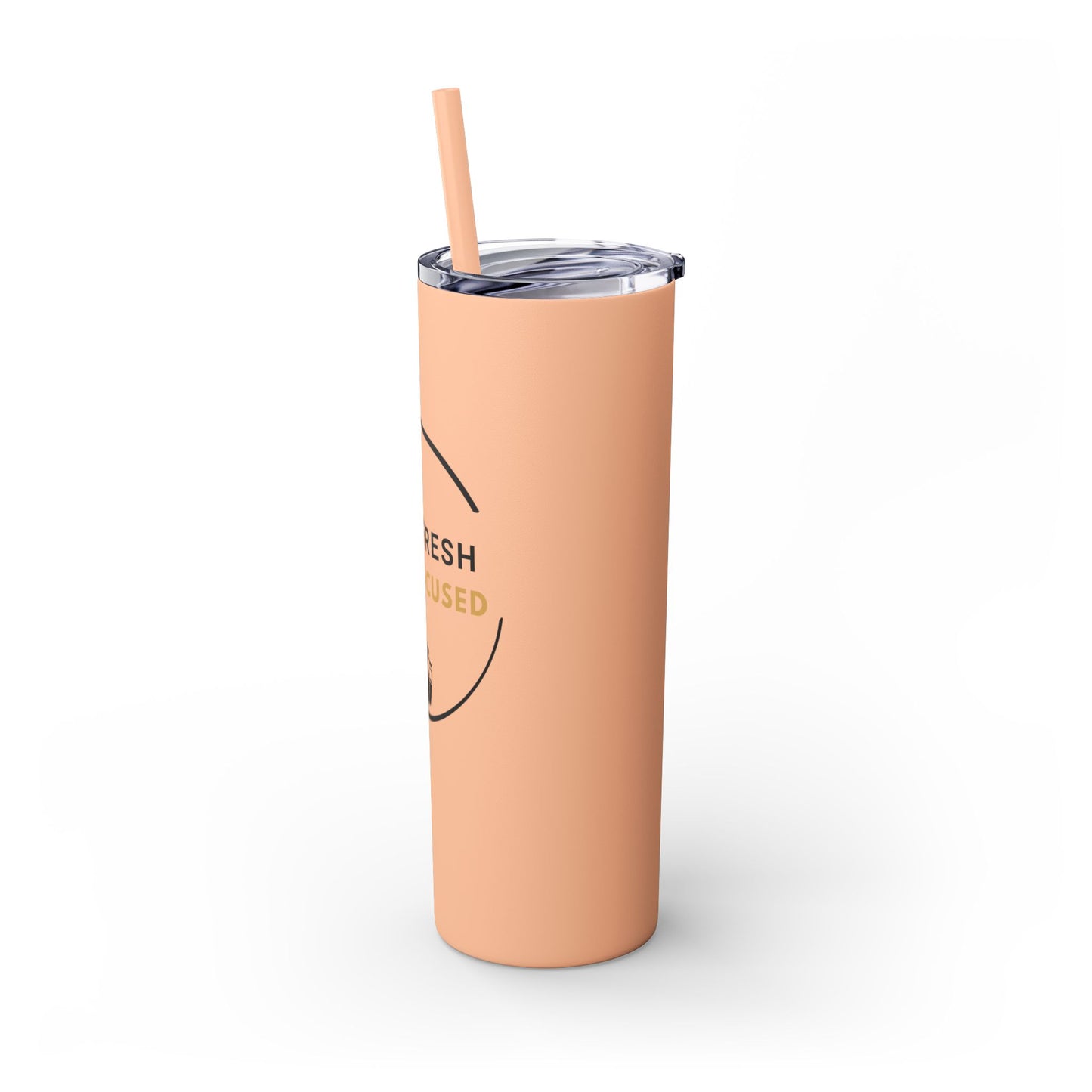 Stay Fresh Stay Focused 20oz Skinny Tumbler | Insulated Travel Mug | Motivational Fitness Tumbler | Hot & Cold Drink Tumbler with Straw | BPA-Free