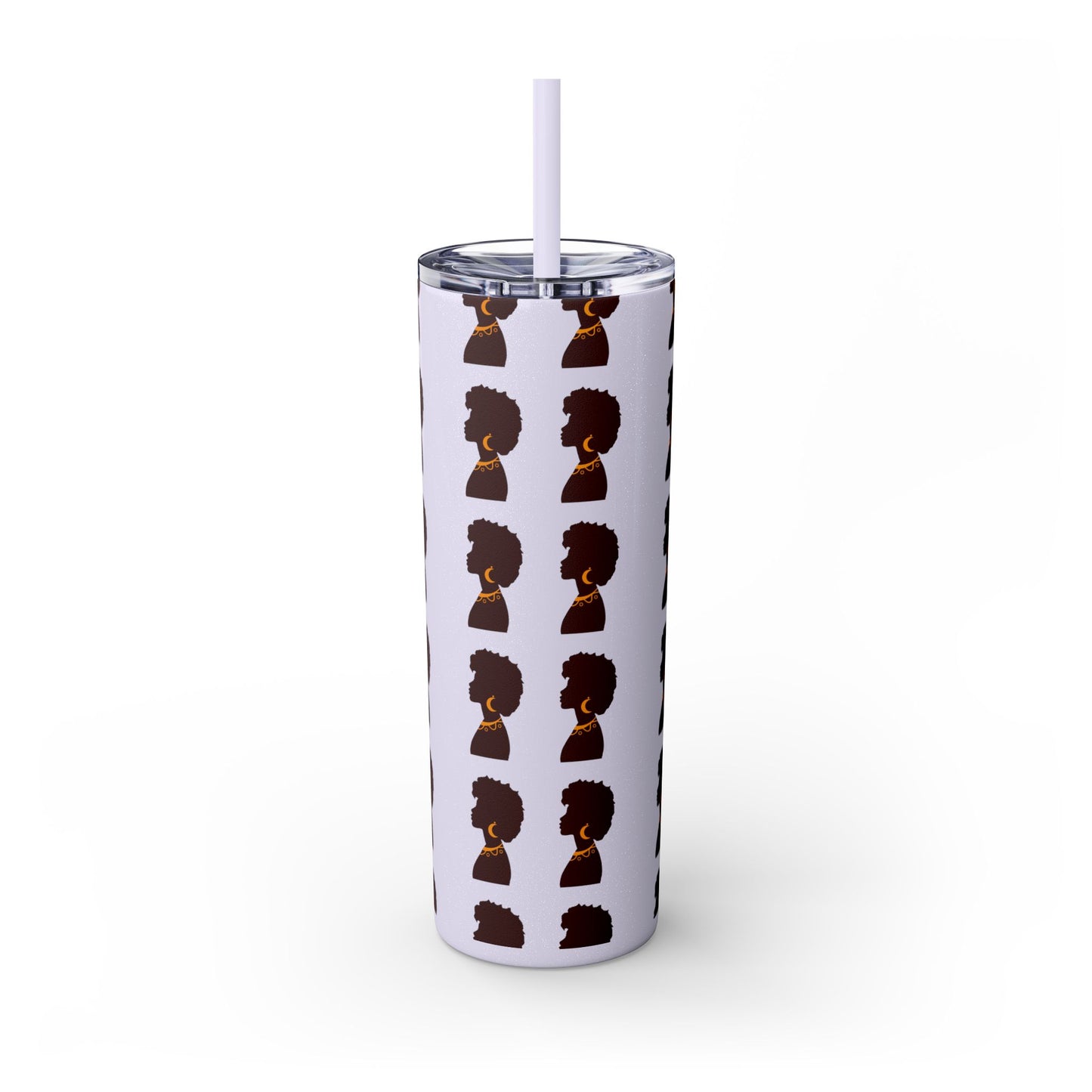 Afrocentric 20oz Skinny Tumbler | Stainless Steel Insulated Tumbler with Straw | Keeps Drinks Hot 12h & Cold 24h