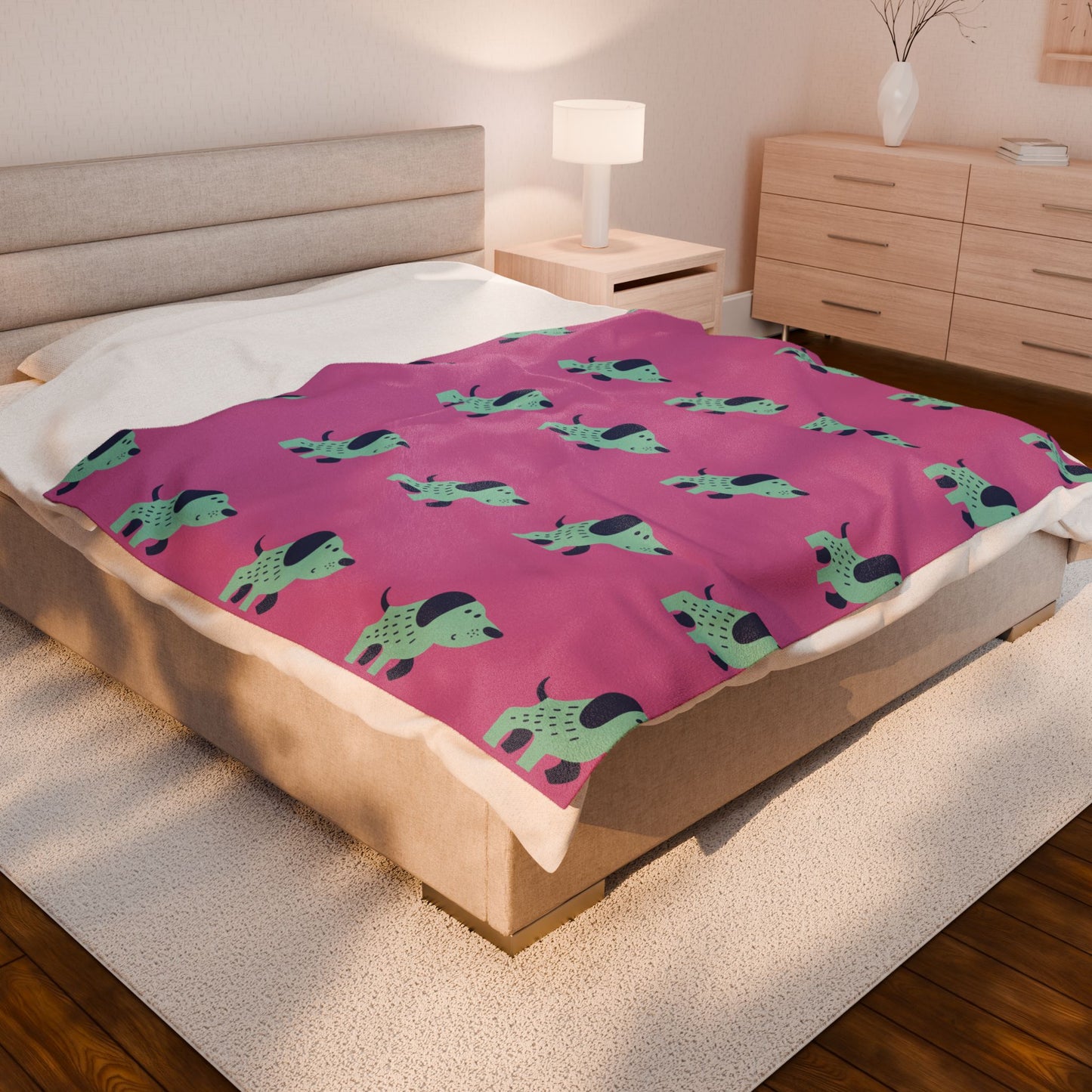 Dachshund Dreams Blanket – Pink Dog Print Plush Throw for Dog Lovers (3 Sizes)