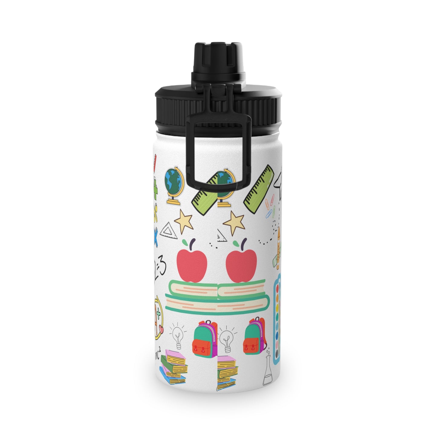 Back to School Water Bottle – Classroom Print Stainless Steel Bottle with Sports Lid | BPA-Free, 12oz 18oz 32oz Sizes