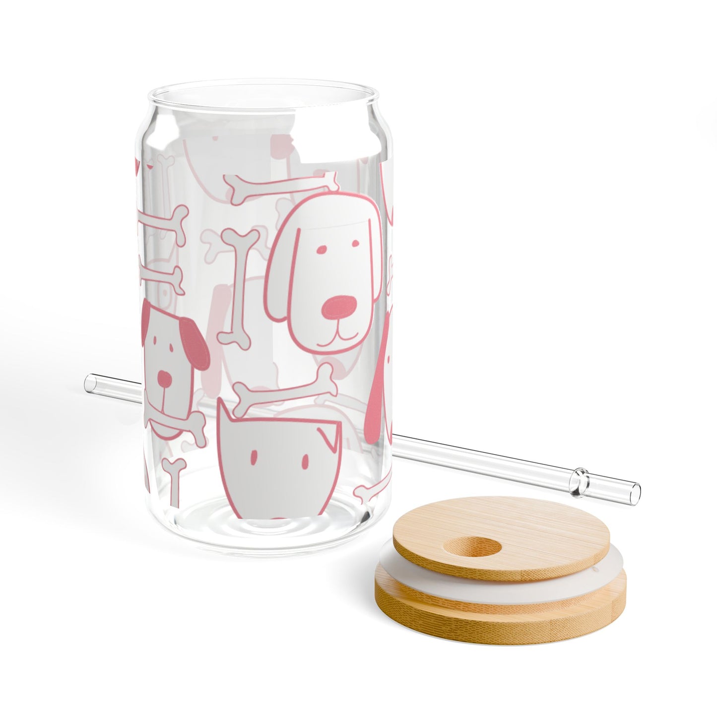 Dog Lover 16oz Glass Cup with Lid & Straw – Cute BPA-Free Sipper for Pet Moms & Pup Fans