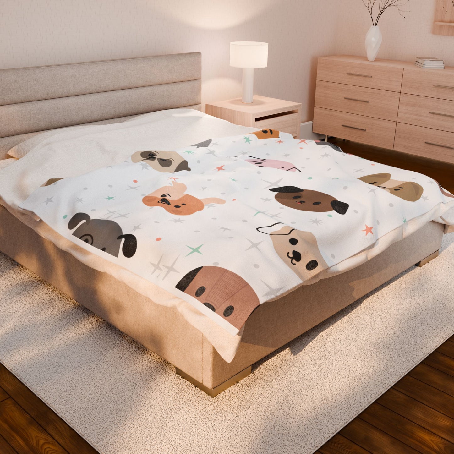 Cozy Dog Face Plush Blanket – National Dog Day Gift for Dog Lovers | Available in 3 Sizes