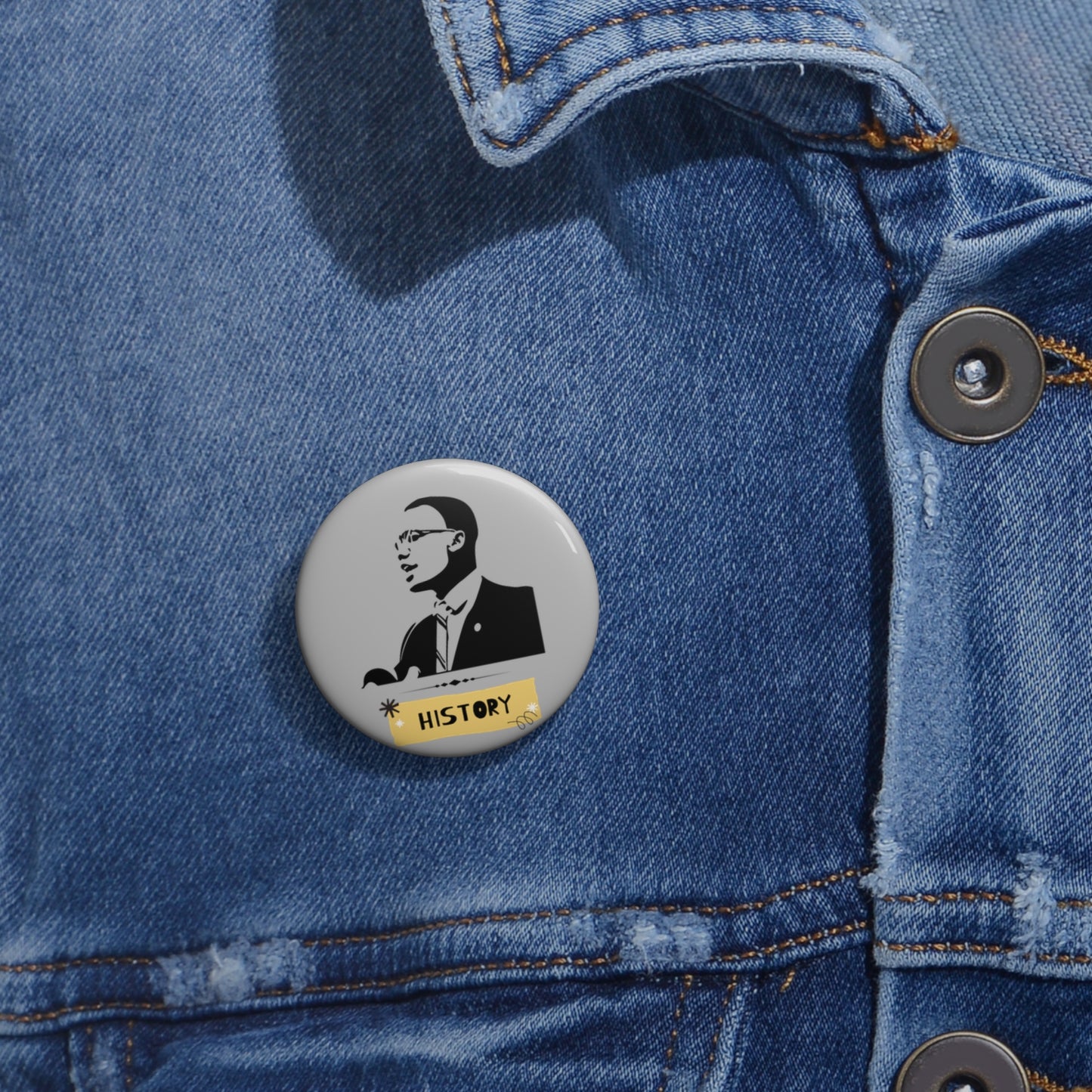 Malcolm X Black History Month Pin Civil Rights Button, Black Pride Badge, Activist Lapel Pin, Protest Pin, Historical Leader Pin