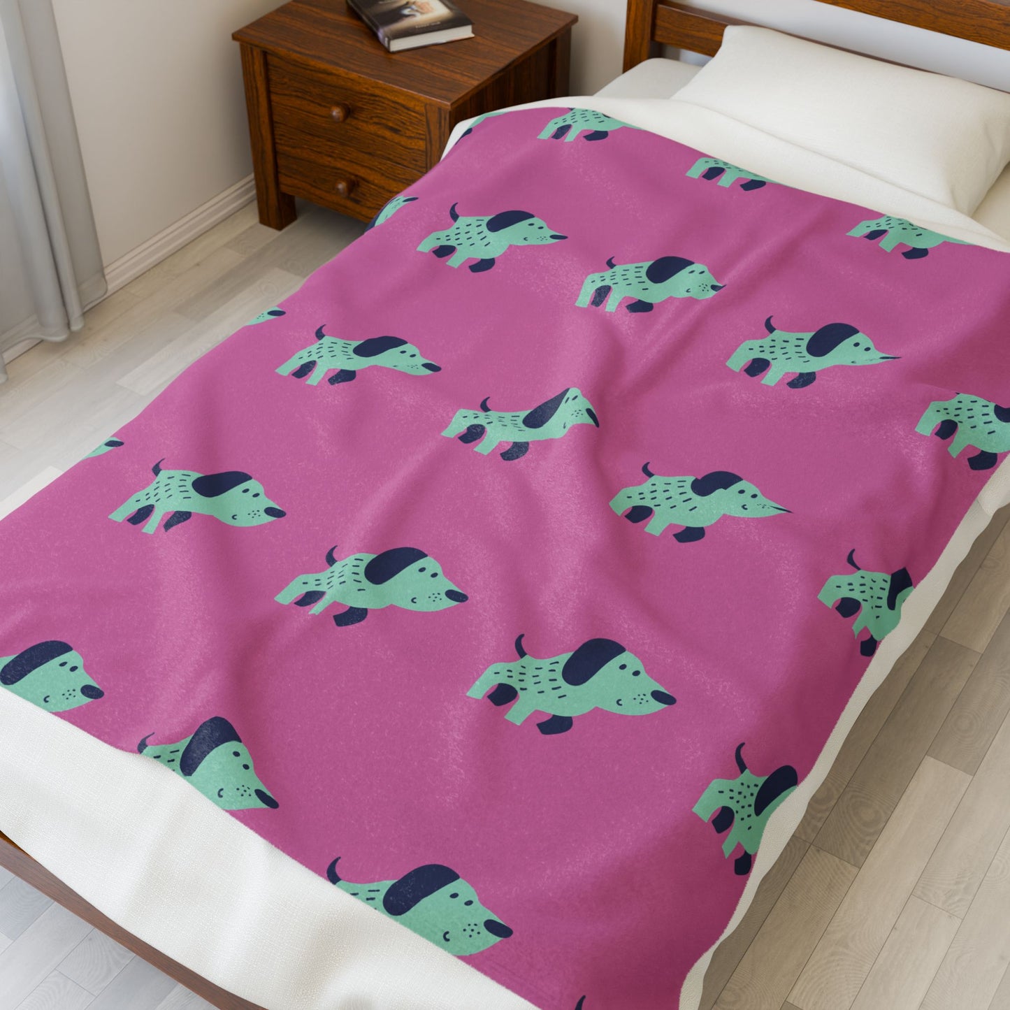 Dachshund Dreams Blanket – Pink Dog Print Plush Throw for Dog Lovers (3 Sizes)
