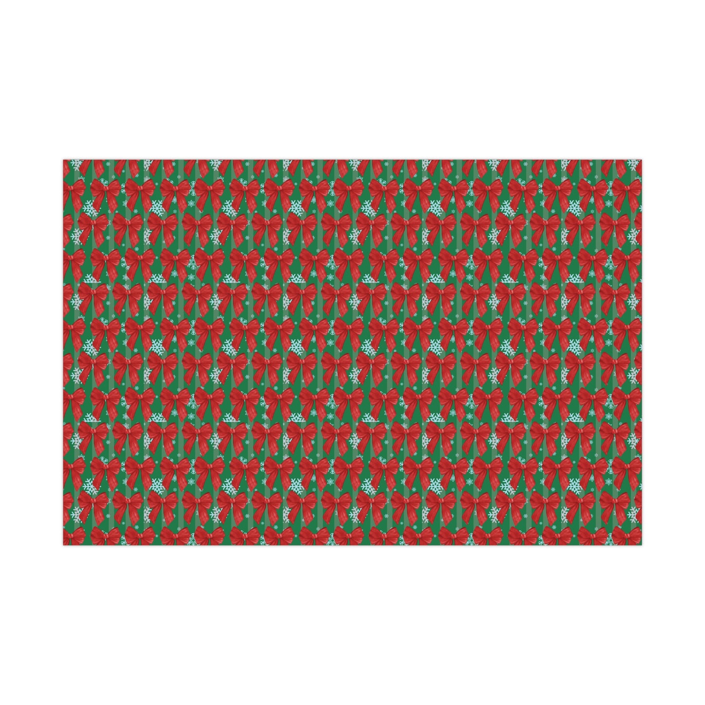 Premium Christmas Wrapping Paper: Red Bow and Snowflake Holiday Gift Wrap (Matte or Satin Finish)