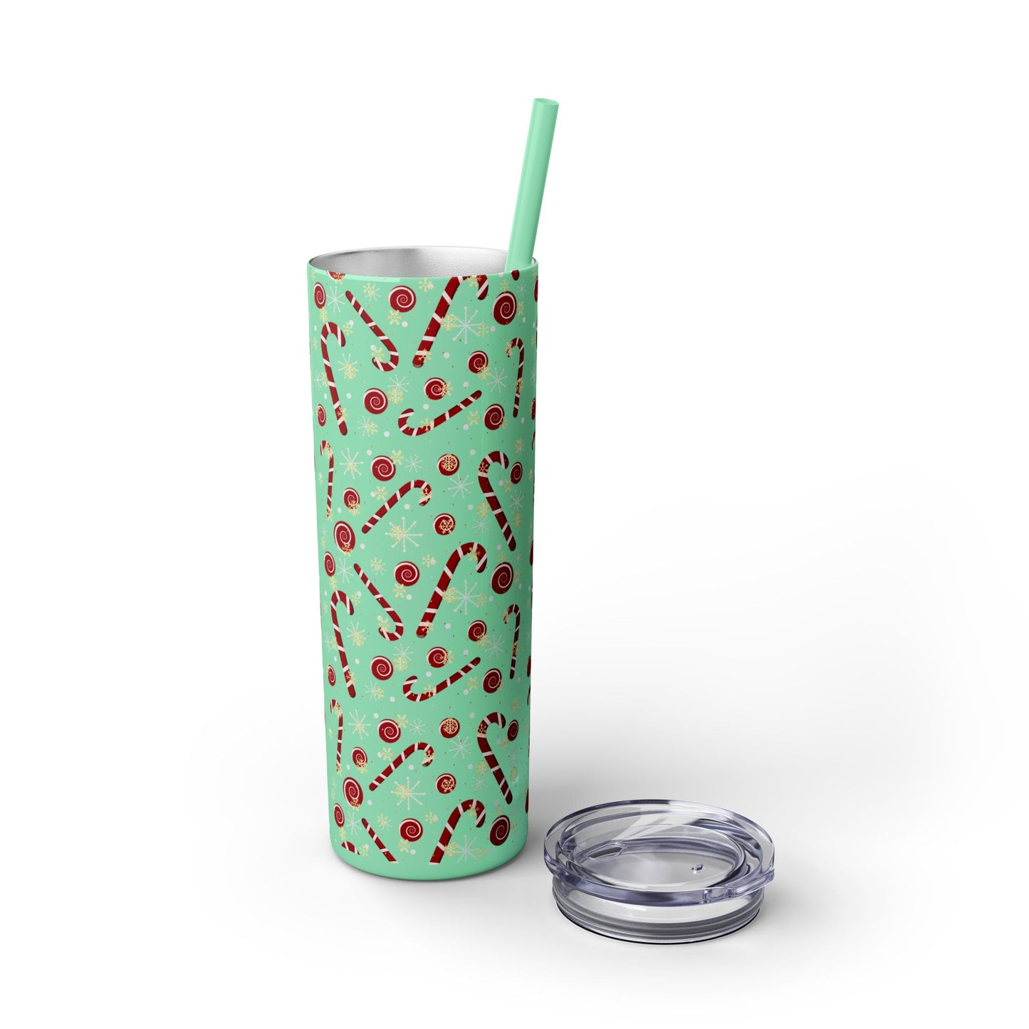 Personalized Candy Cane Skinny Tumbler 20oz | Festive Holiday Drinkware