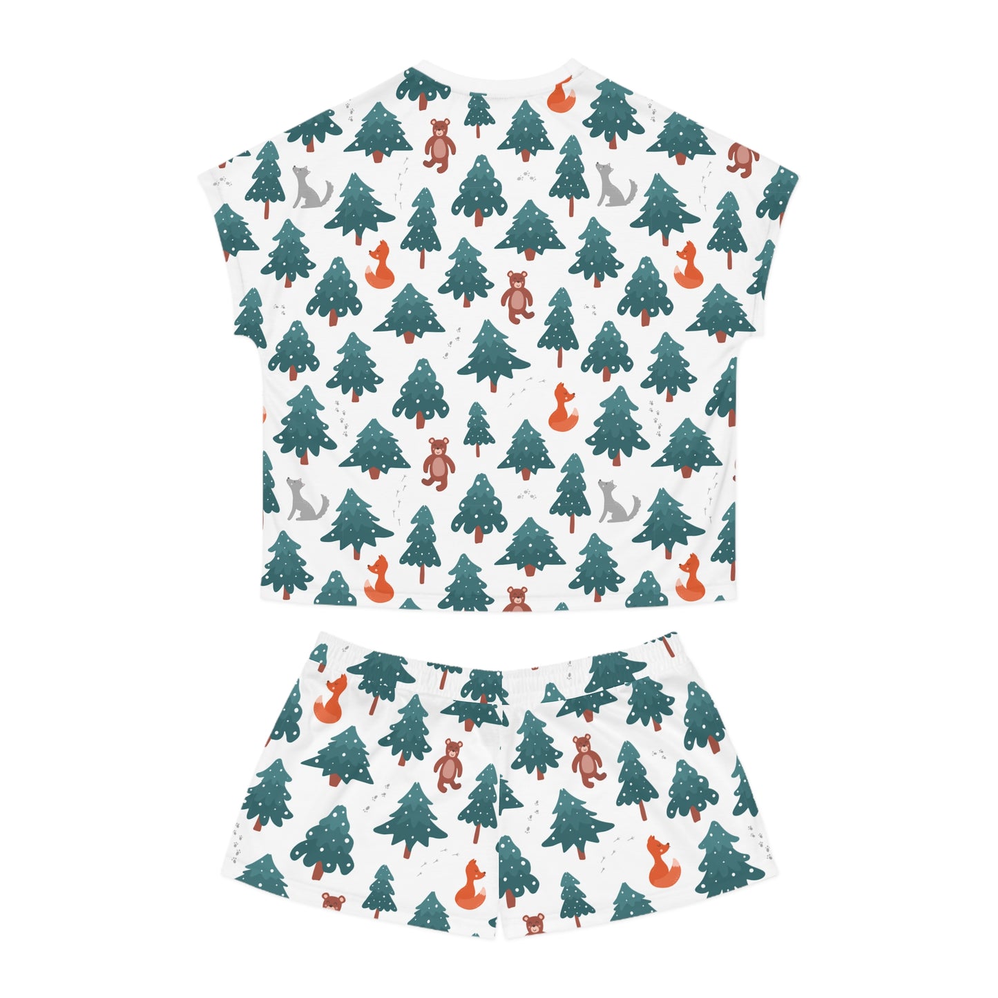 Woodland Animals Pajama Set for Women - Cozy Two-Piece Sleepwear - Relaxed Fit Christmas Lounge Gift