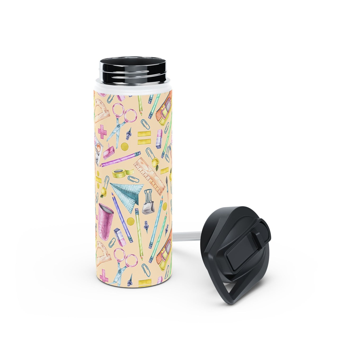 Back-to-School Stainless Steel Water Bottle – Cute School Supplies Design, BPA-Free, Leakproof, Hot & Cold