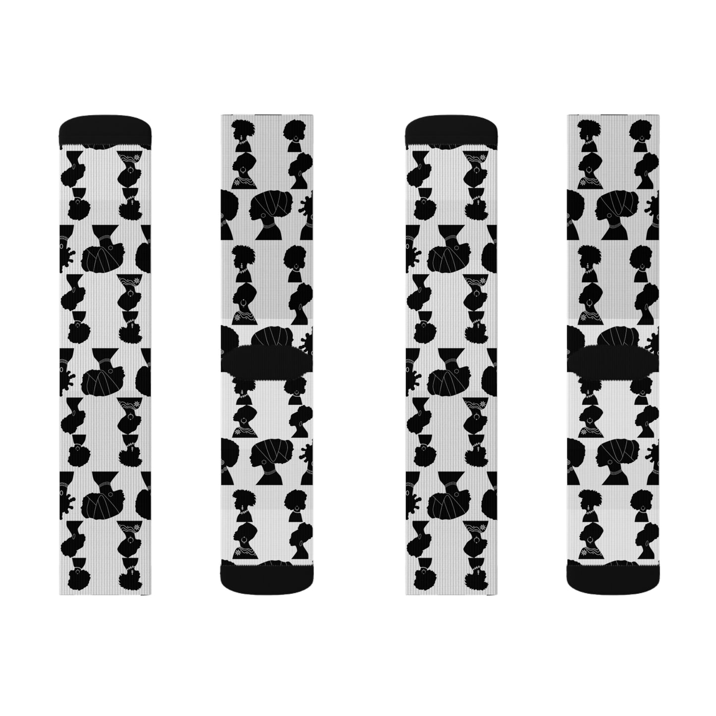 Black History Month Socks | Afro Silhouette Crew Socks | Unisex Fashion Socks | Cultural Gift for Black-Owned Business Supporters