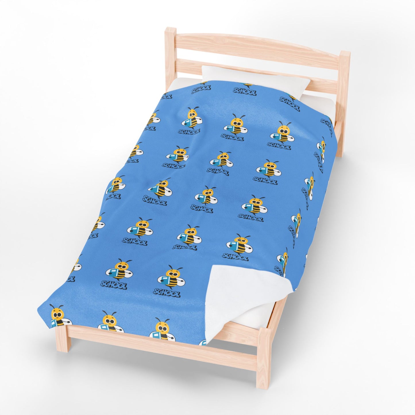 Back-to-School Bee Velveteen Blanket – Cozy Kids' Throw for Dorms, Bedrooms & Study Nooks
