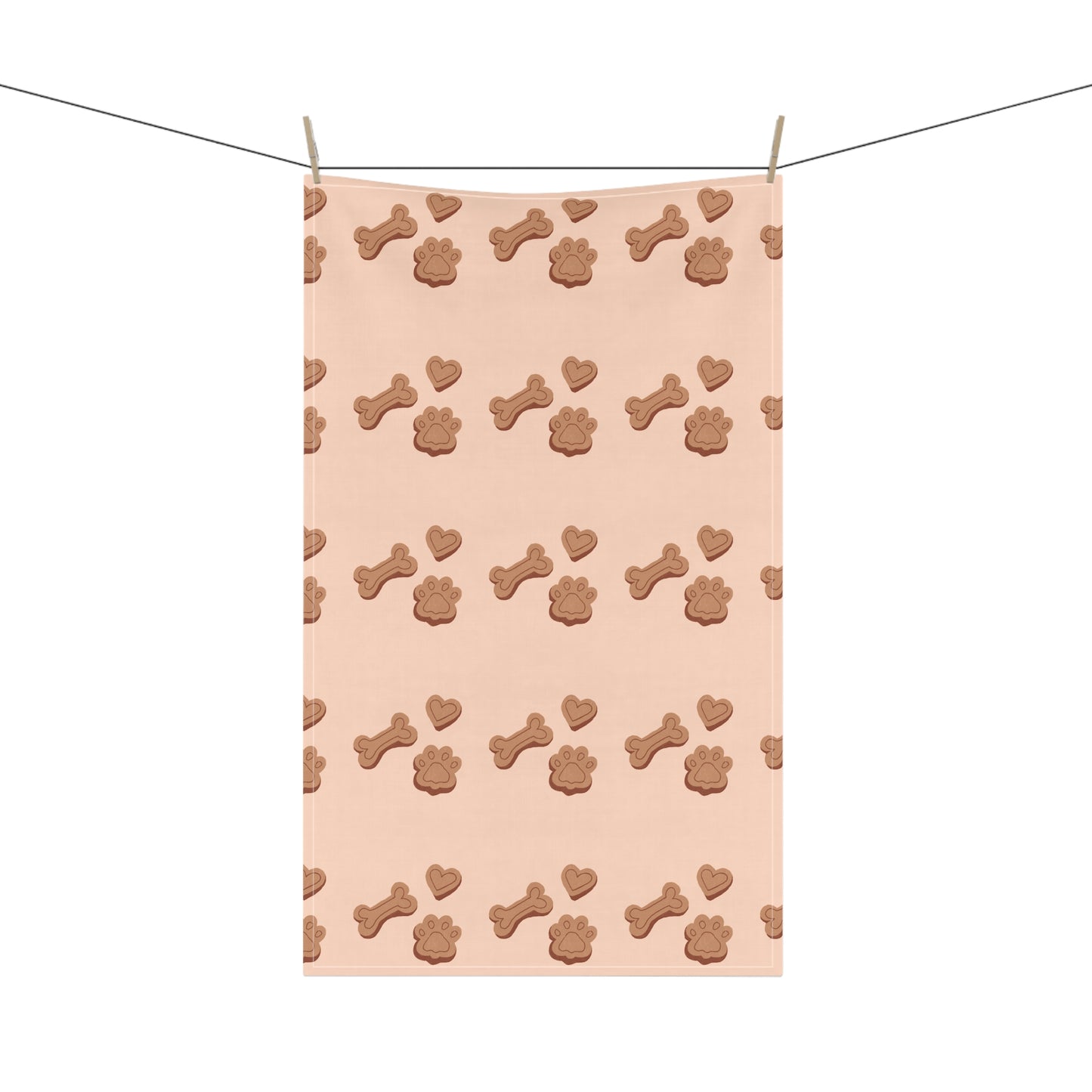 Dog Treat Pattern Tea Towel | Cute Dog Kitchen Towel in Cotton or Polyester – National Dog Day Decor