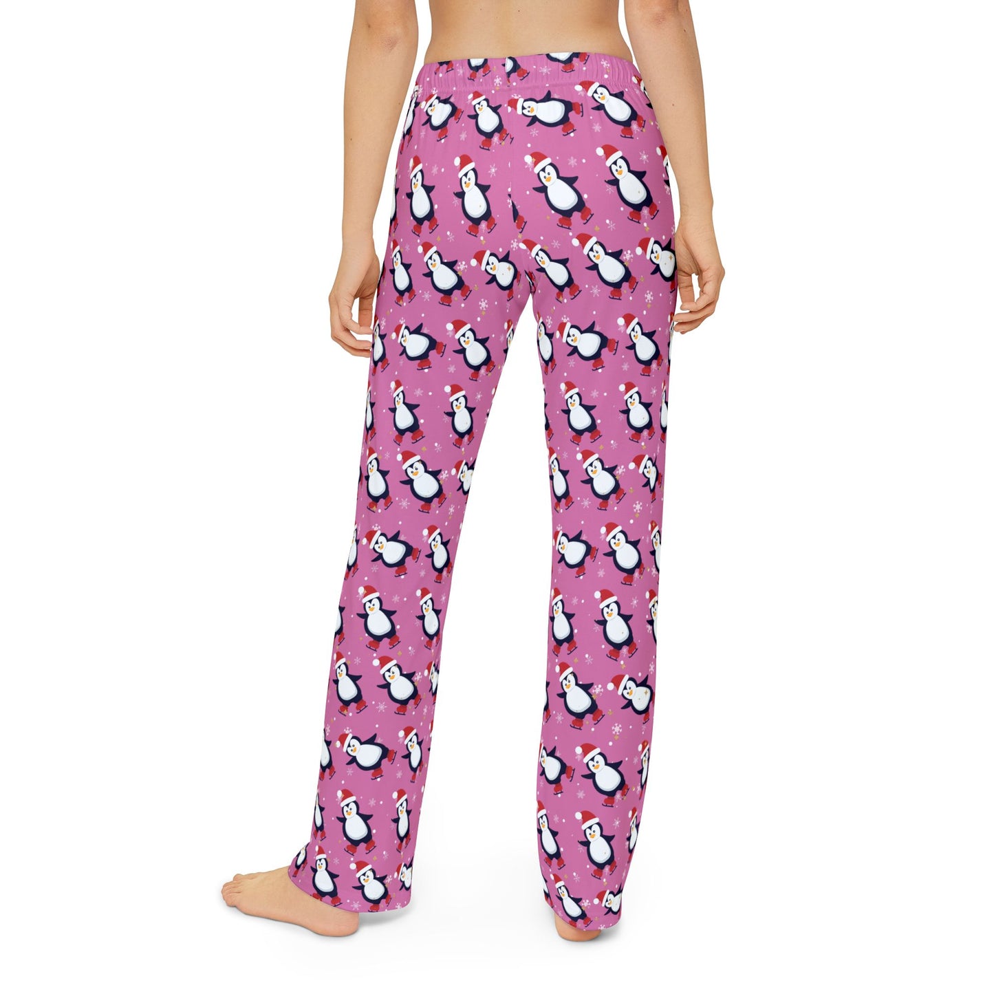Kids Pink Penguin Pajama Pants : Soft and Cozy 100% Brushed Polyester Cute Holiday Loungewear for Girls & Boys