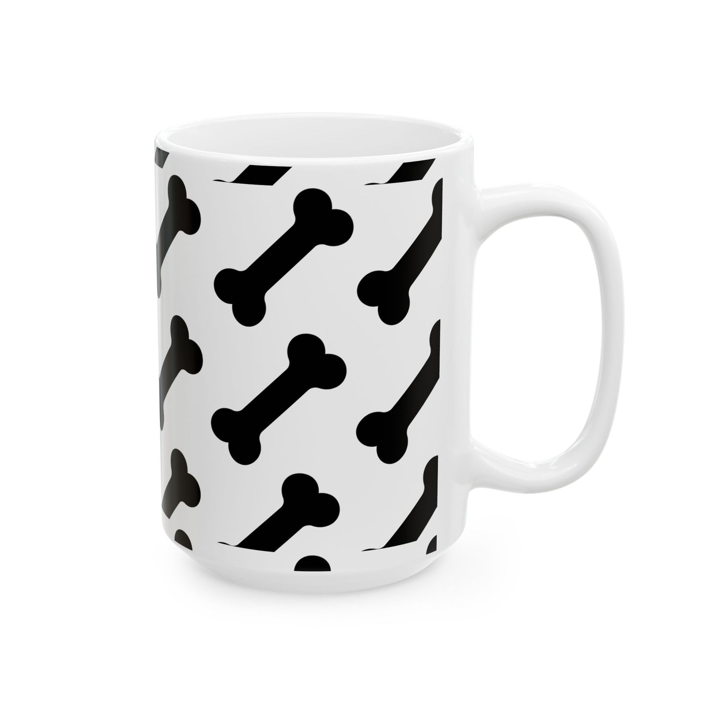 Dog Mom Coffee Mug – Bone Pattern Ceramic Mug, Pet Lover Gift, 11oz & 15oz, National Dog Day Coffee Cup, Dog Themed Mug for Women