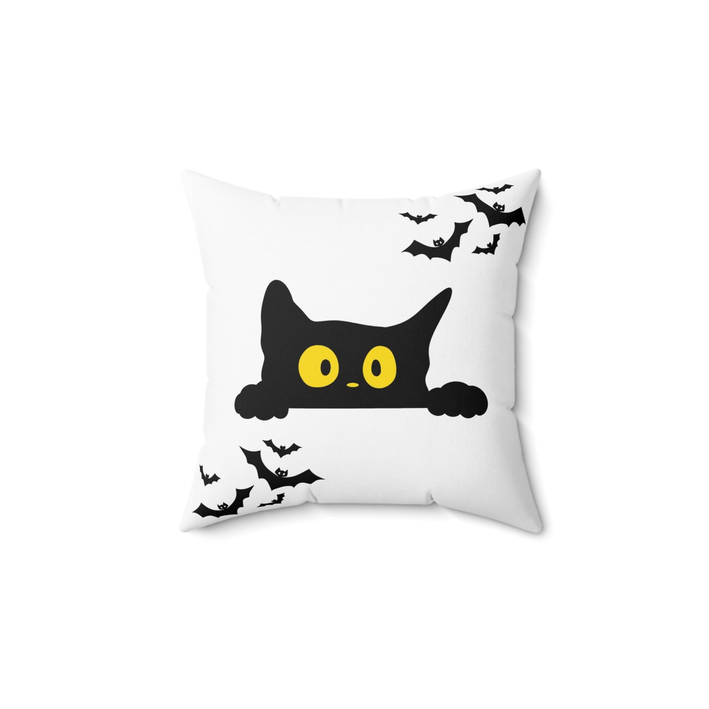 Halloween Black Cat Pillow | Unique Decor with Playful Bat Graphics | Perfect for Cat Lovers!