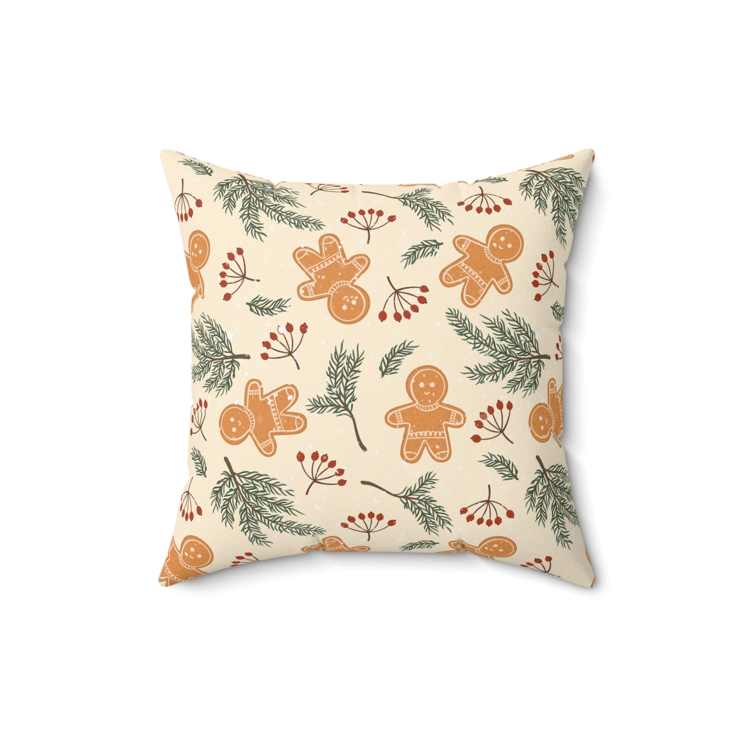 Holiday Gingerbread Throw Pillow - Christmas Accent Cushion - Cozy Festive Winter Decor