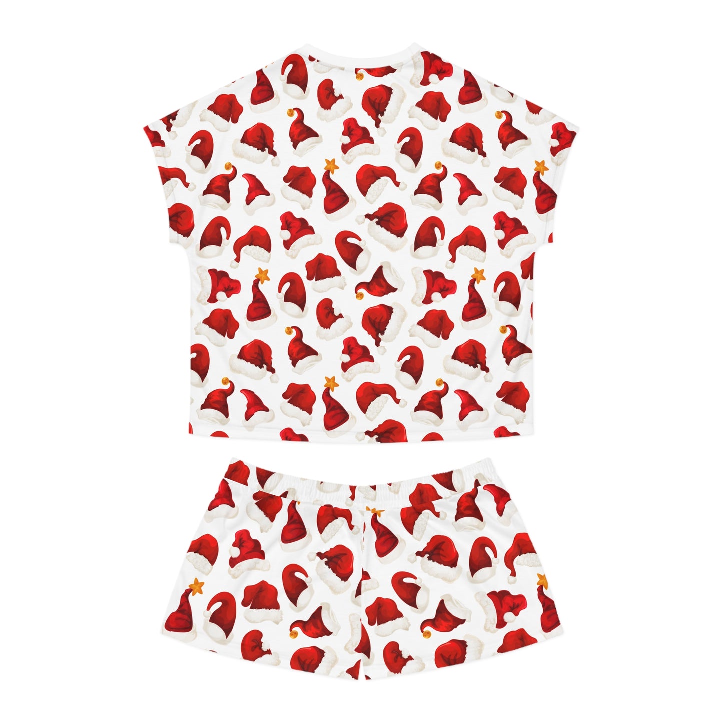 Santa Hat Womens Pajama Set - Festive Christmas Sleepwear - Holiday Gift for Her - Two-Piece Relaxed Lounge Set