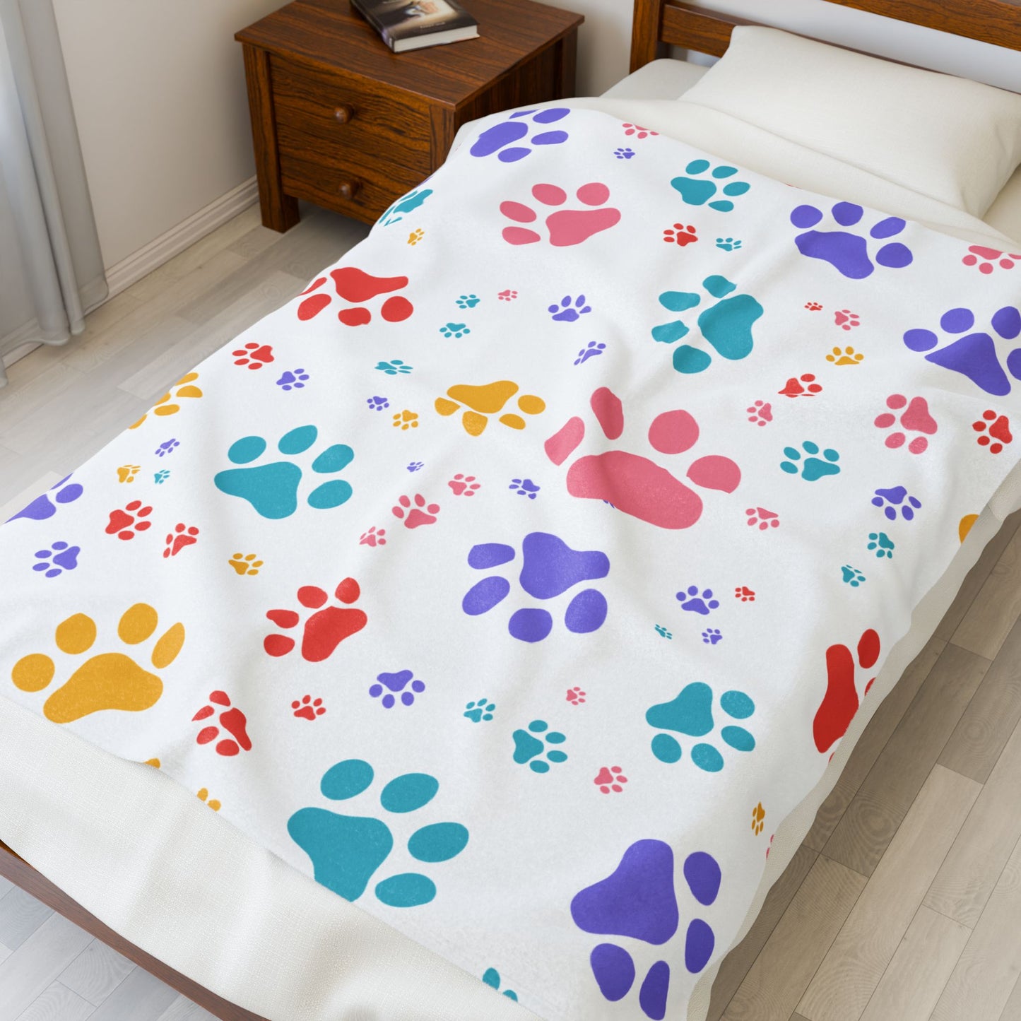 Paw Print Blanket – Cozy Dog Lover Gift, Pet-Themed Throw Blanket in 3 Sizes for National Dog Day & Year-Round Snuggles