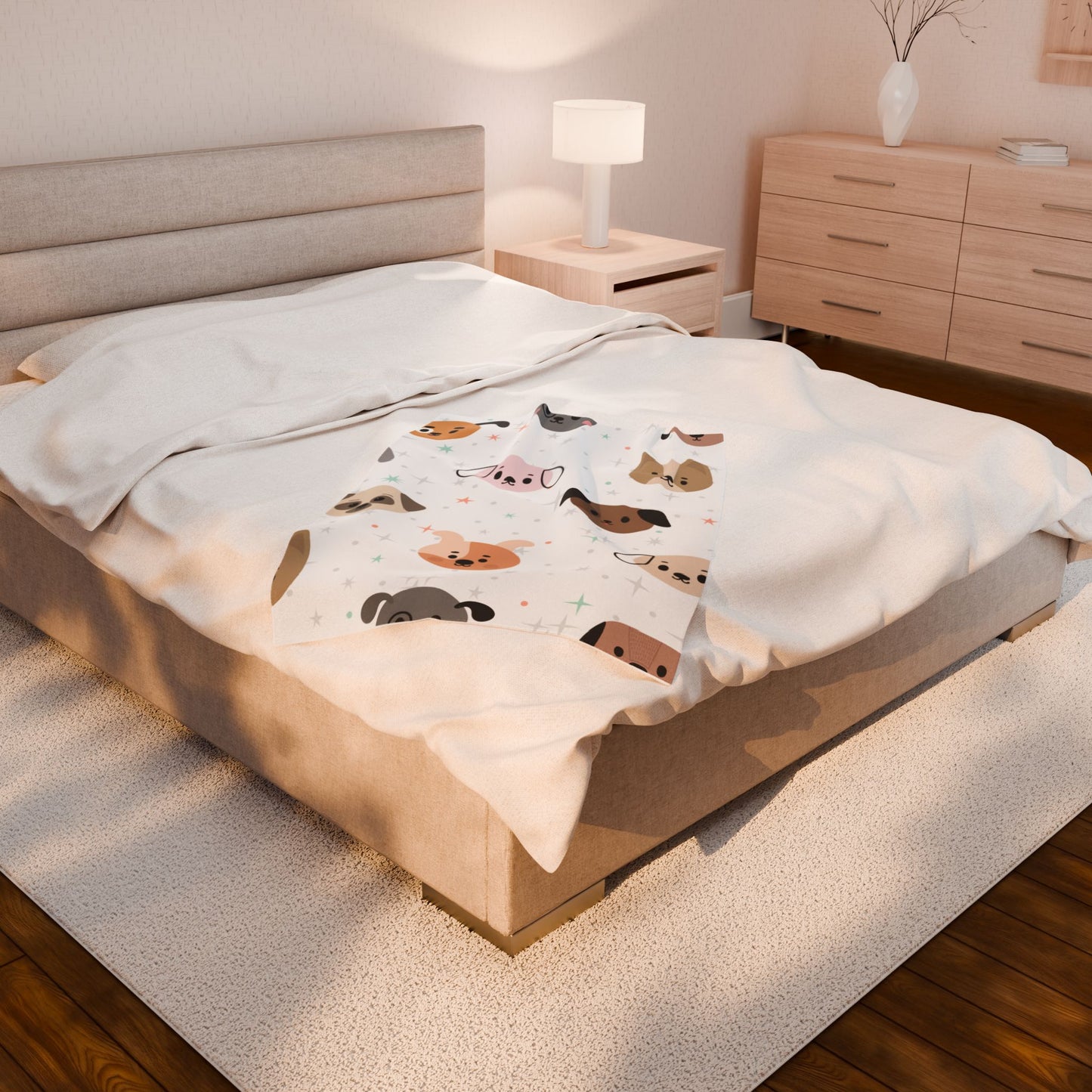 Cozy Dog Face Plush Blanket – National Dog Day Gift for Dog Lovers | Available in 3 Sizes