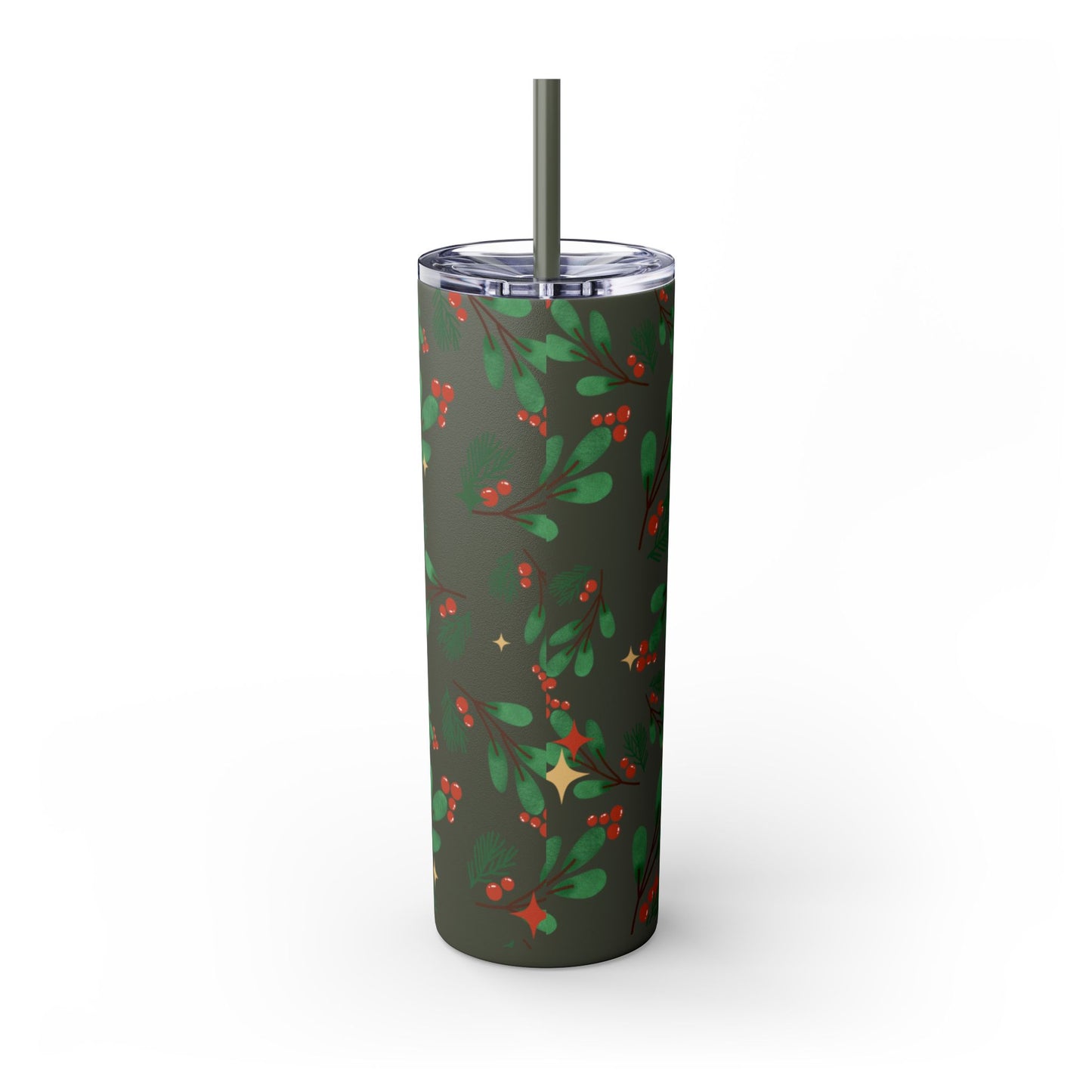 Holiday Berry Skinny Tumbler 20oz | Festive Insulated Drinkware