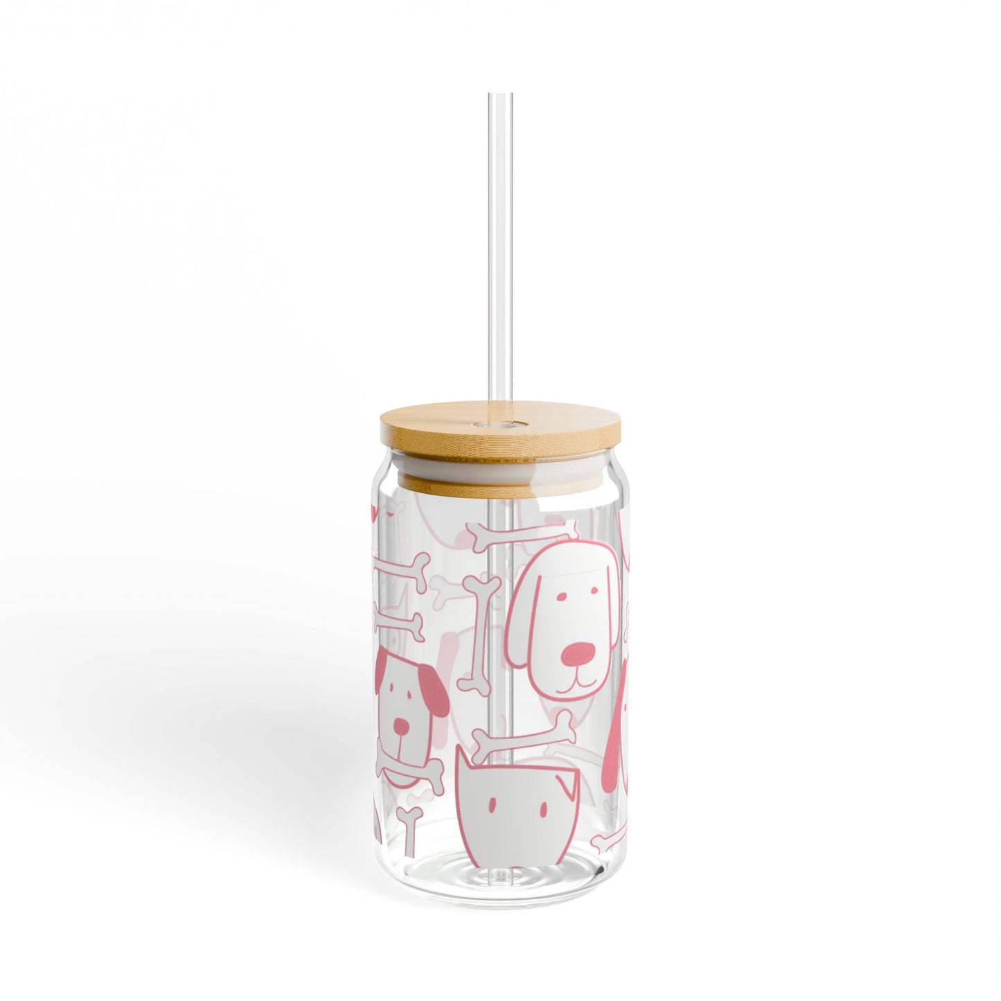 Dog Lover 16oz Glass Cup with Lid & Straw – Cute BPA-Free Sipper for Pet Moms & Pup Fans